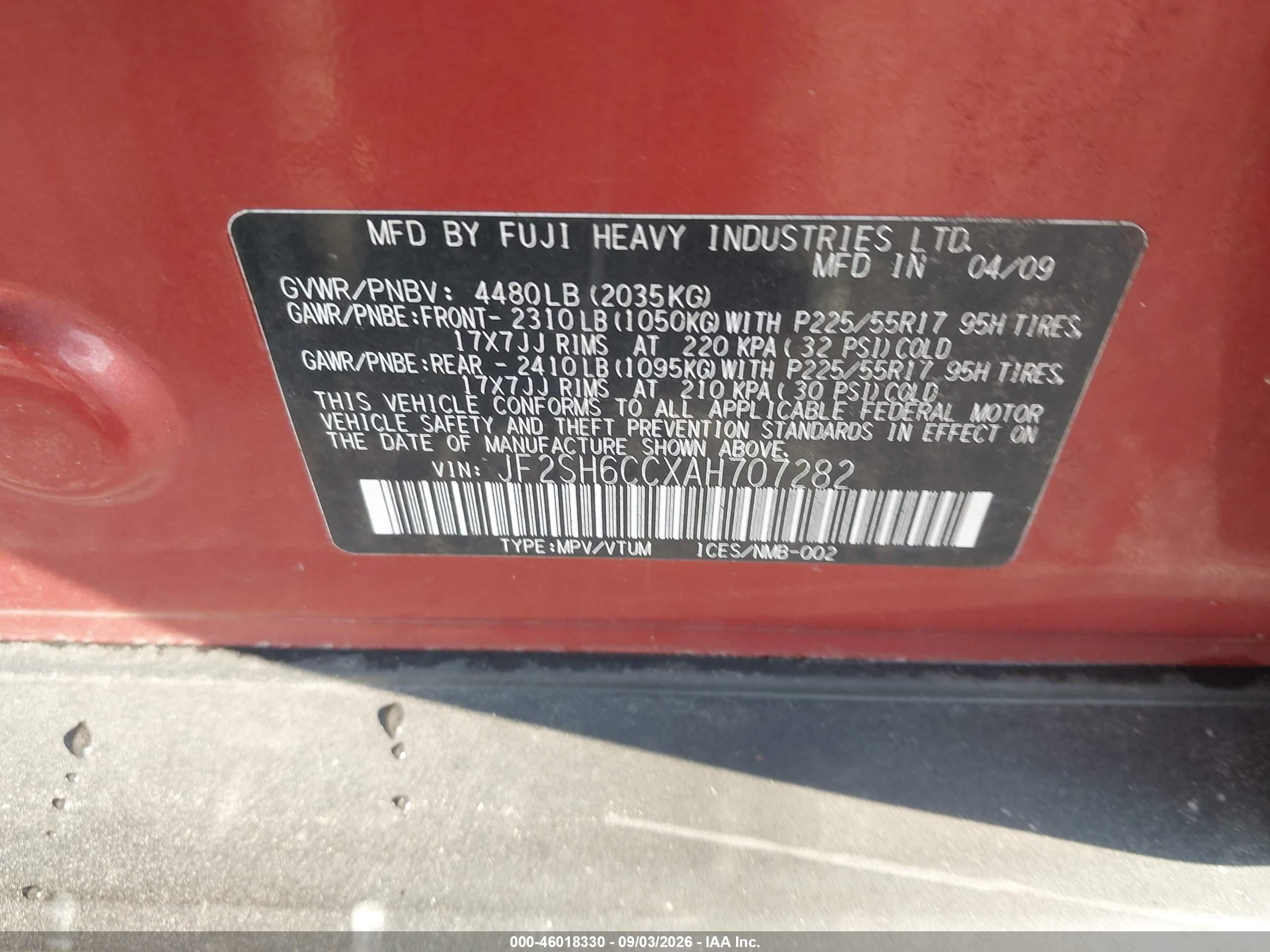 2010 Subaru Forester 2.5x Premium Orange vin: JF2SH6CCXAH707282