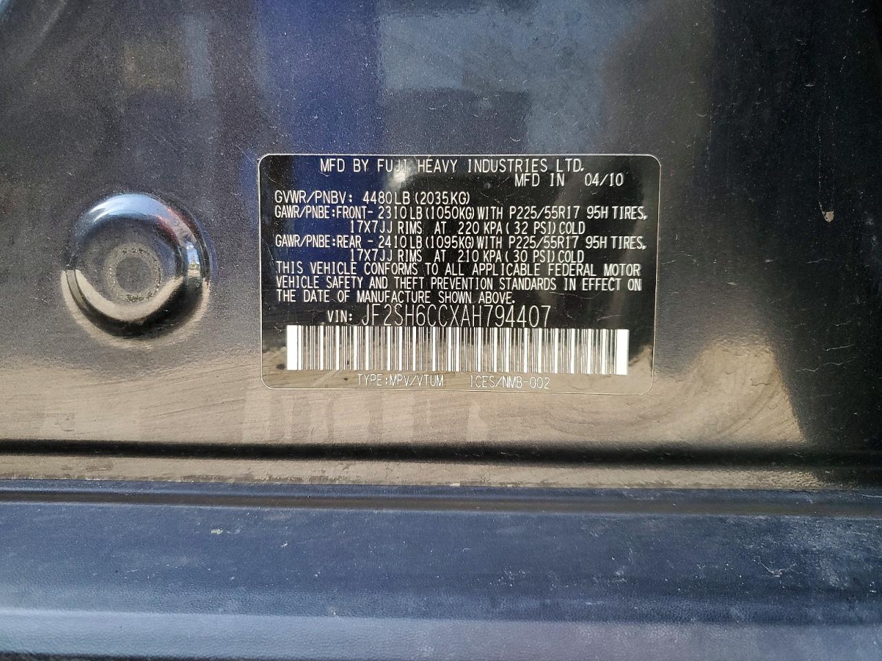 2010 Subaru Forester 2.5x Premium Gray vin: JF2SH6CCXAH794407