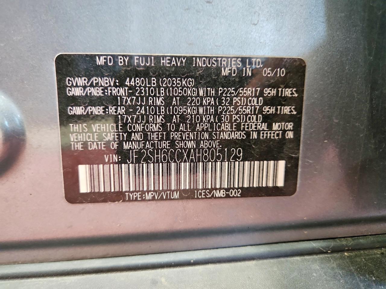 2010 Subaru Forester 2.5x Premium Gray vin: JF2SH6CCXAH805129