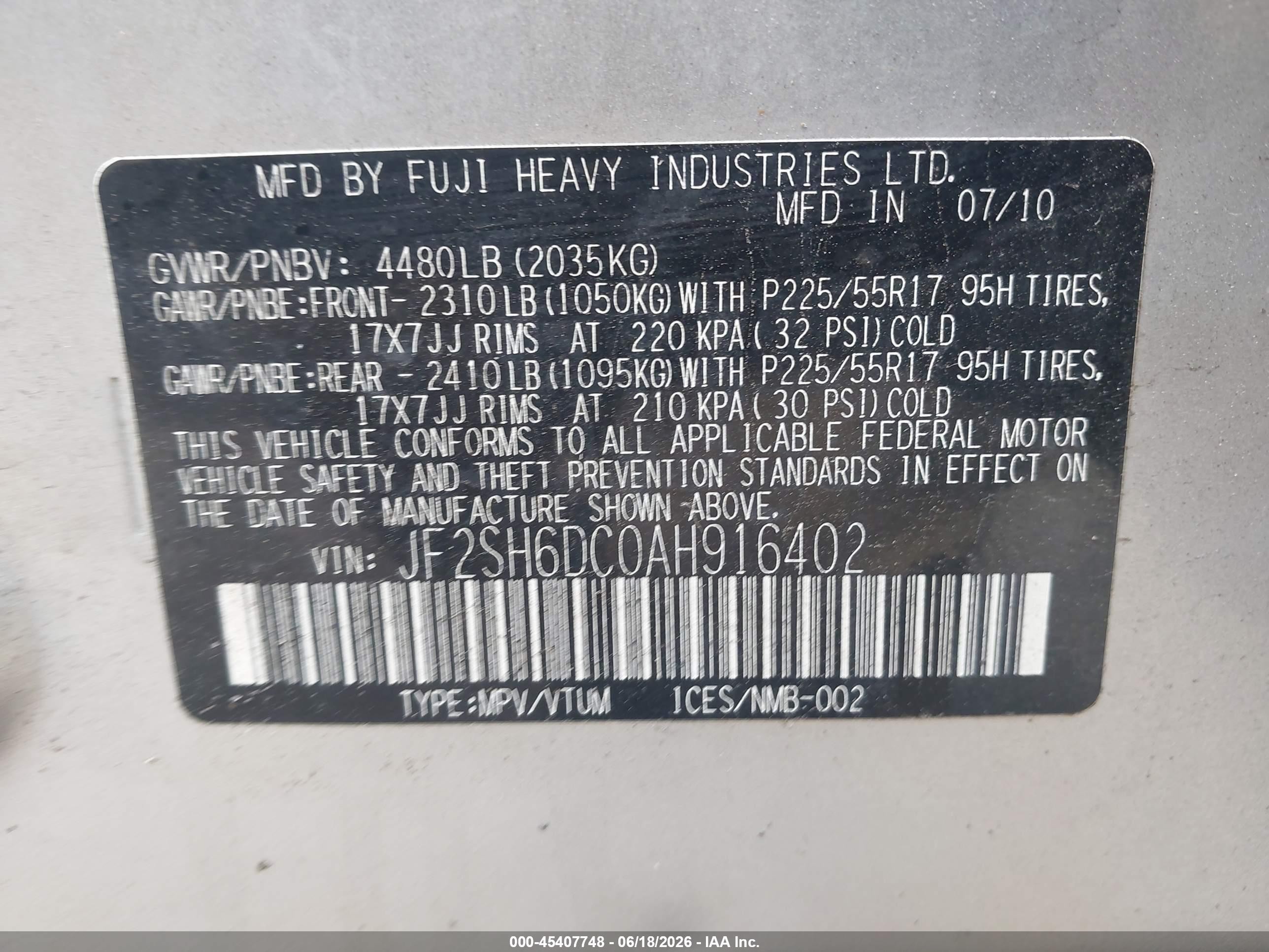 2010 Subaru Forester 2.5x Limited Silver vin: JF2SH6DC0AH916402