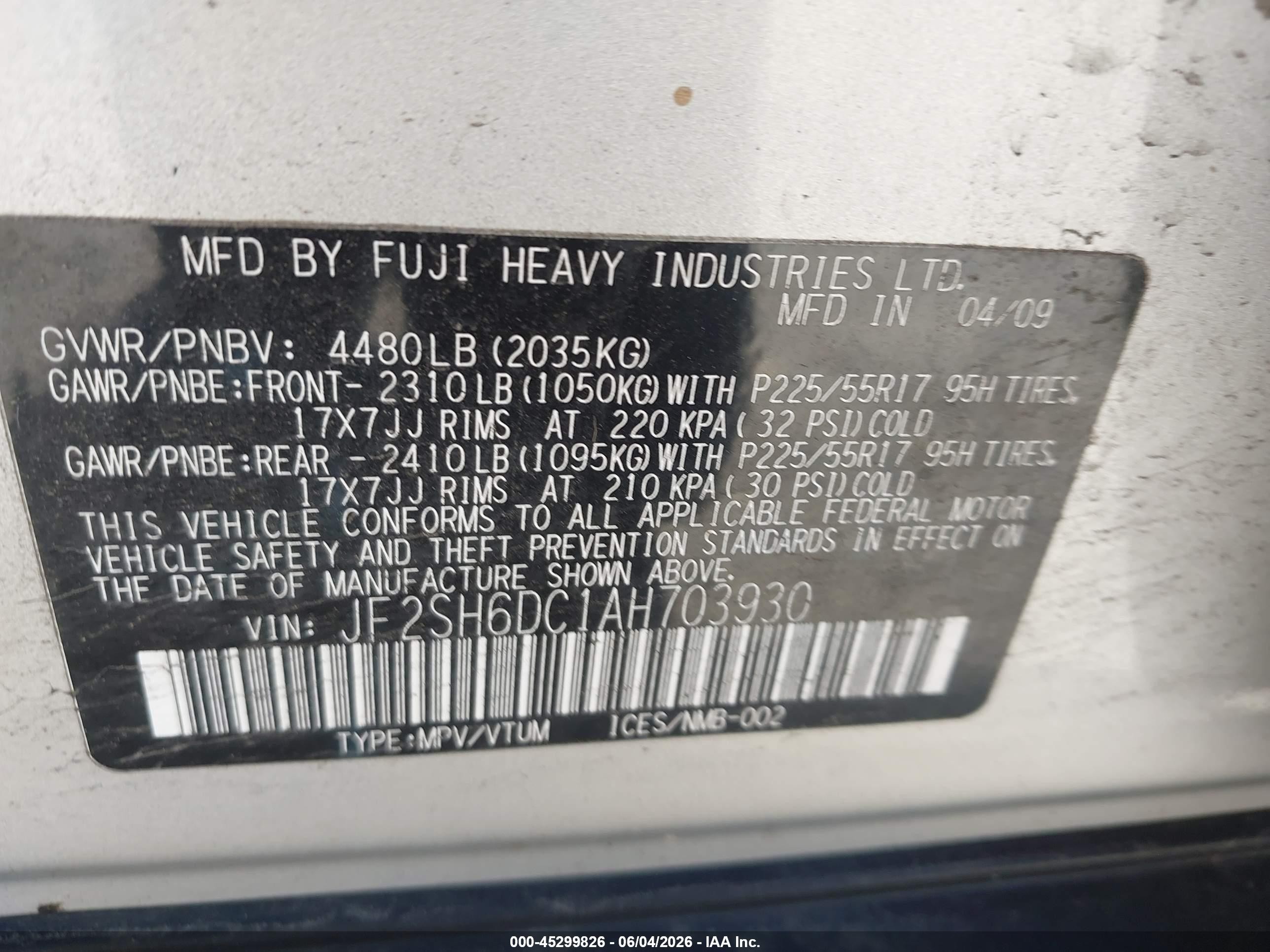 2010 Subaru Forester 2.5x Limited Silver vin: JF2SH6DC1AH703930