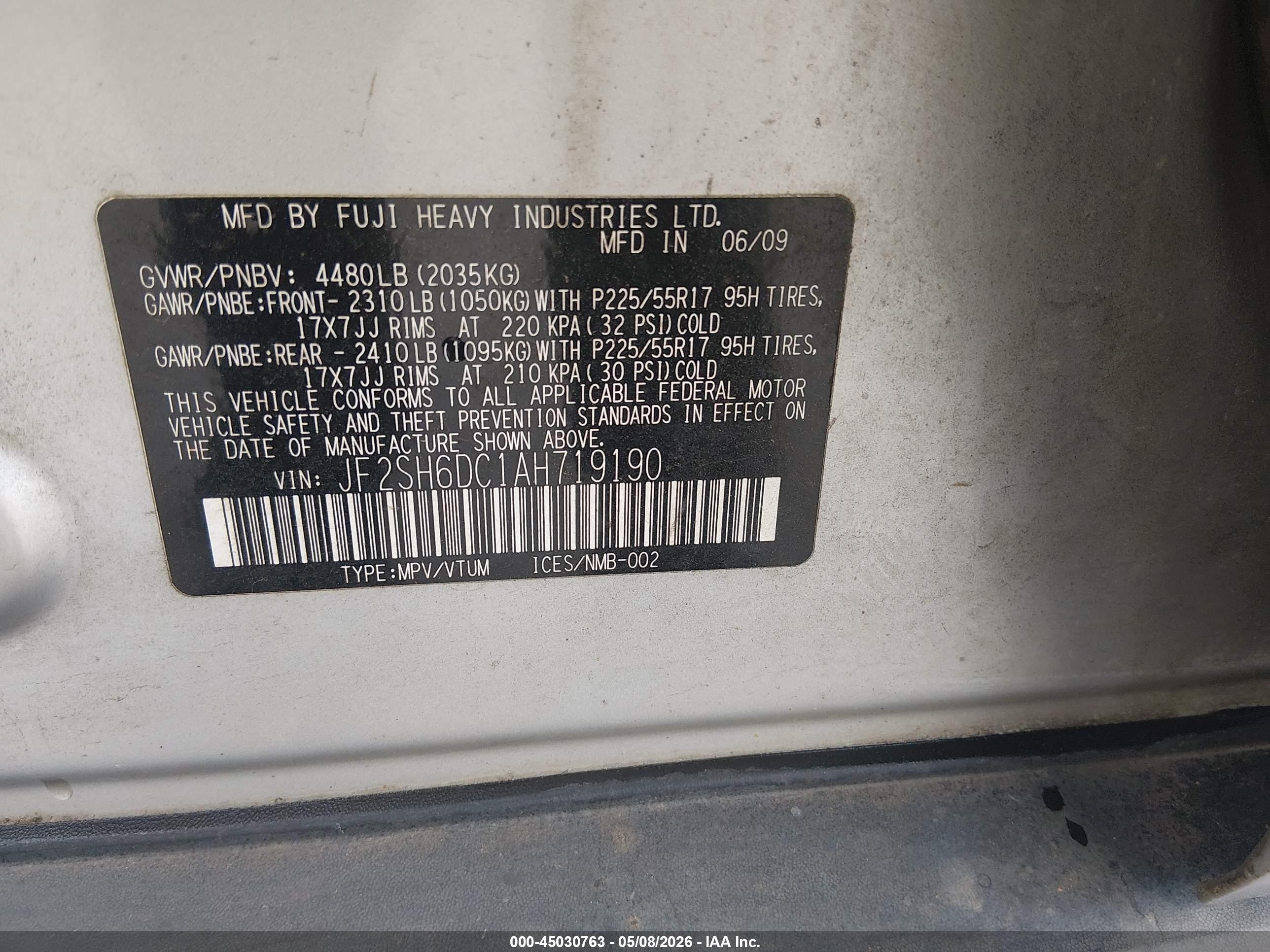 2010 Subaru Forester 2.5x Limited Серебряный vin: JF2SH6DC1AH719190