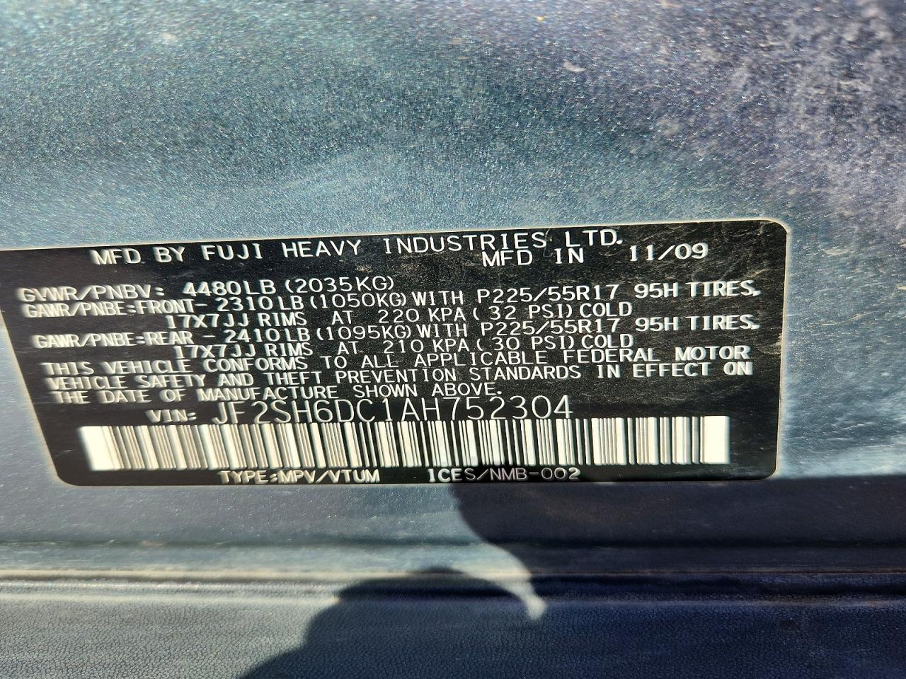 2010 Subaru Forester 2.5x Limited Green vin: JF2SH6DC1AH752304