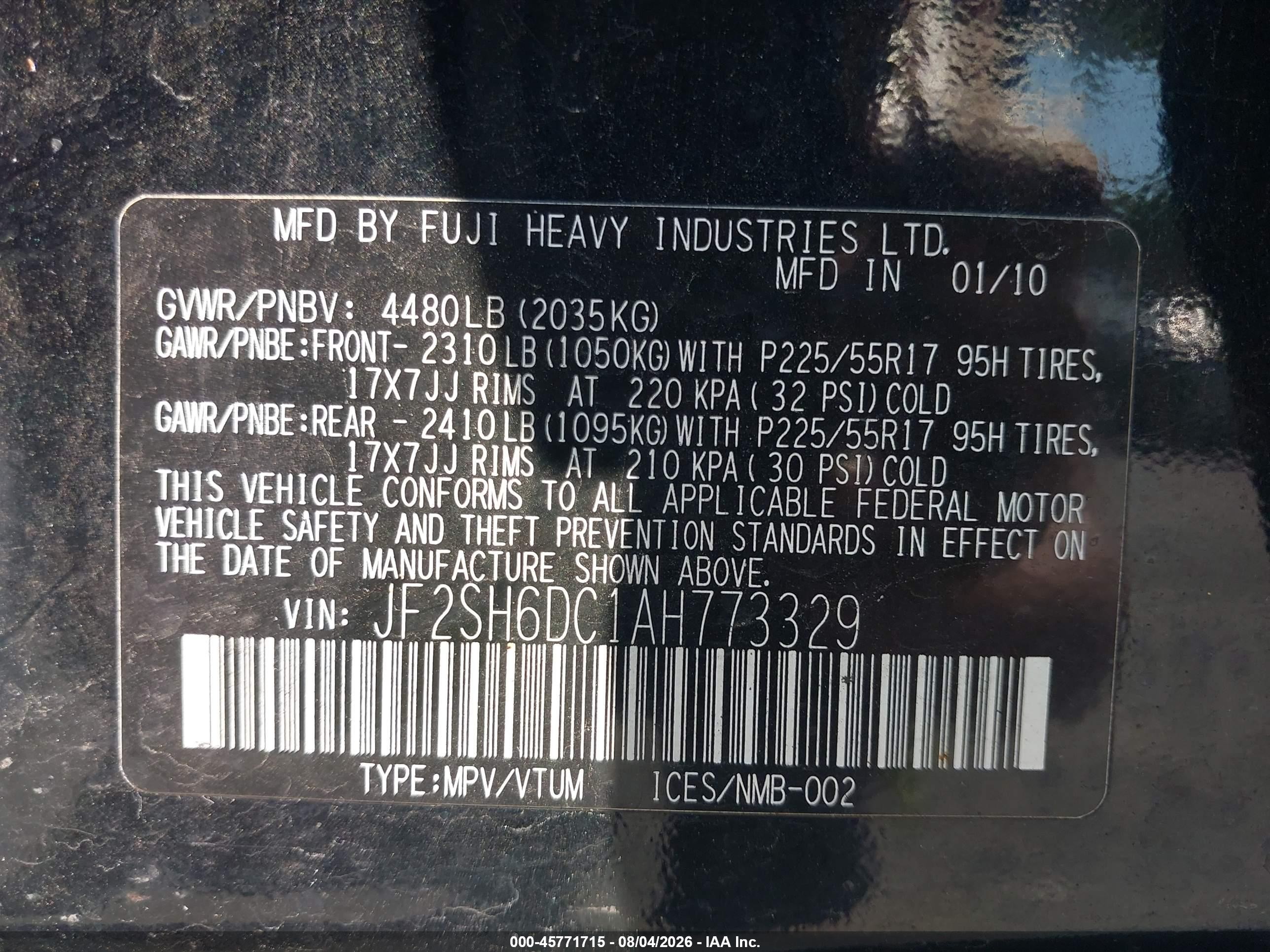 2010 Subaru Forester 2.5x Limited Серый vin: JF2SH6DC1AH773329