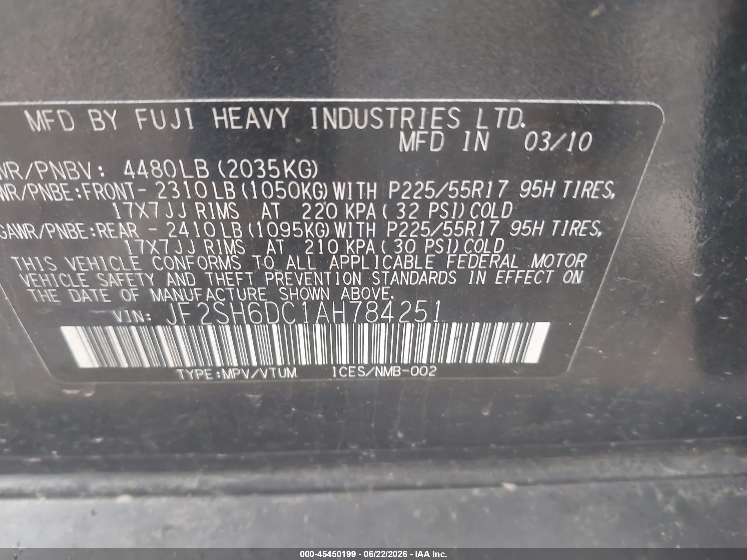 2010 Subaru Forester 2.5x Limited Gray vin: JF2SH6DC1AH784251