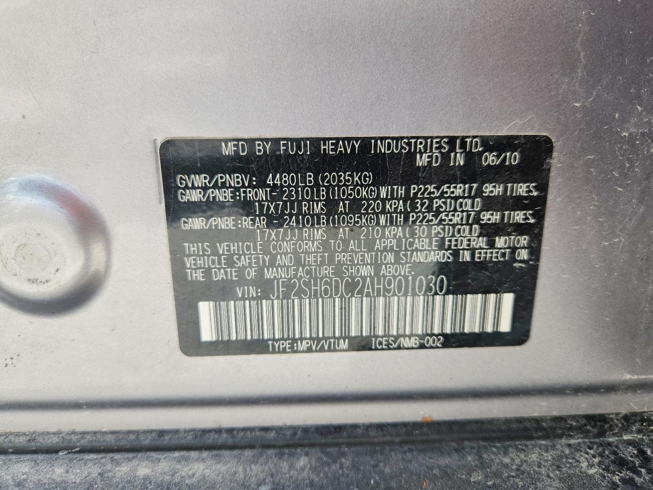 2010 Subaru Forester 2.5x Limited Silver vin: JF2SH6DC2AH901030