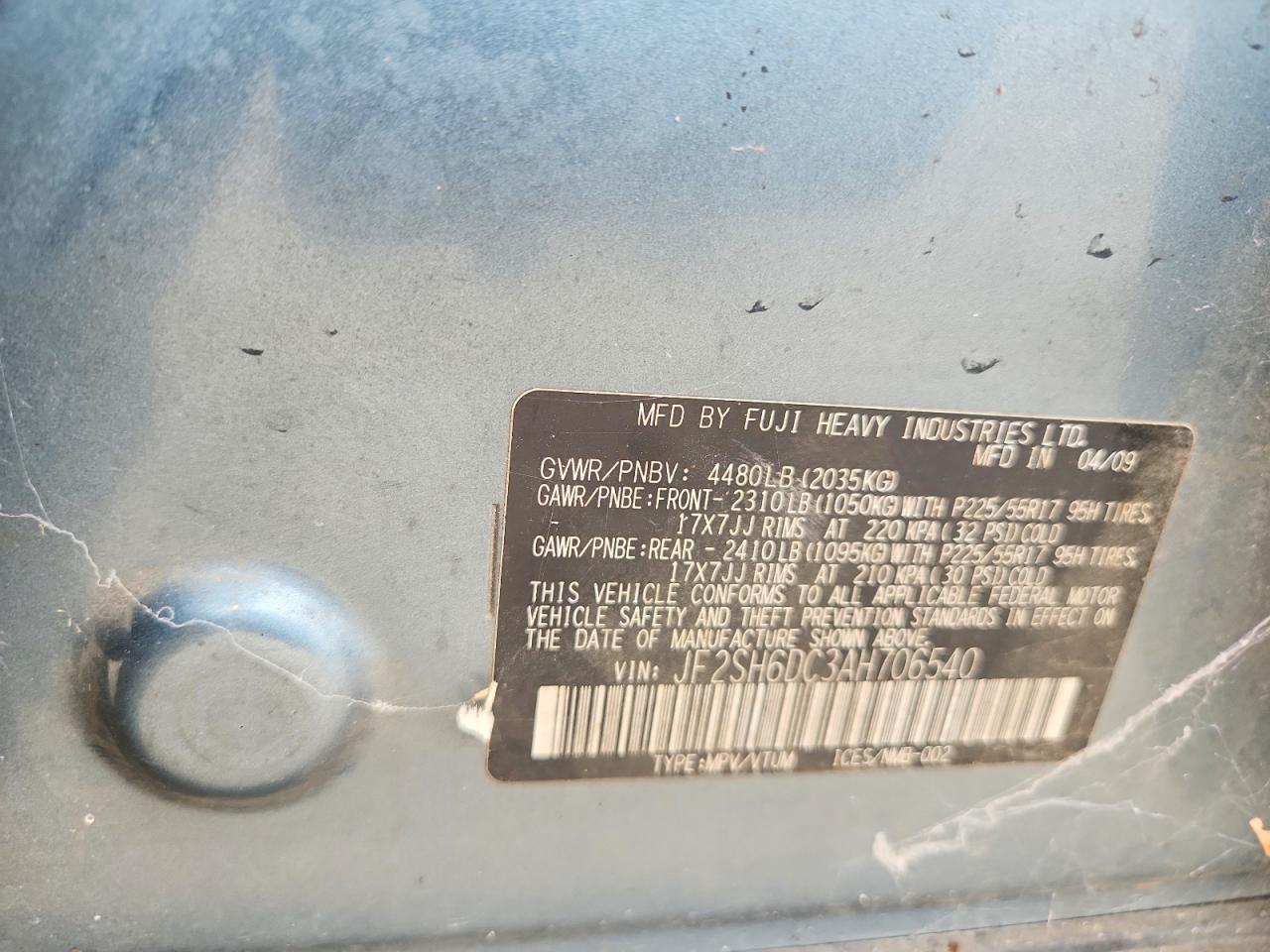 2010 Subaru Forester 2.5x Limited Gray vin: JF2SH6DC3AH706540