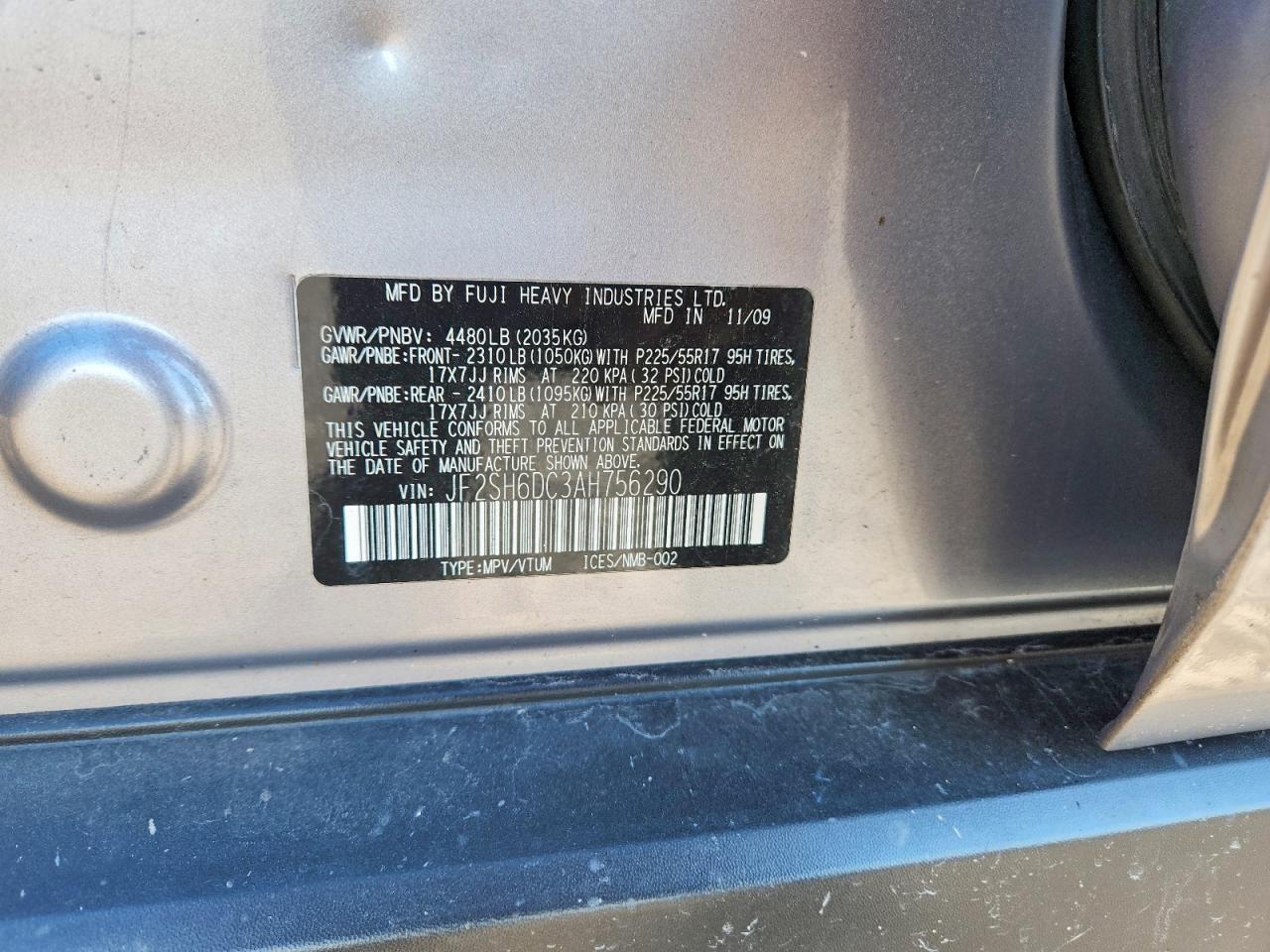 2010 Subaru Forester 2.5x Limited Gray vin: JF2SH6DC3AH756290