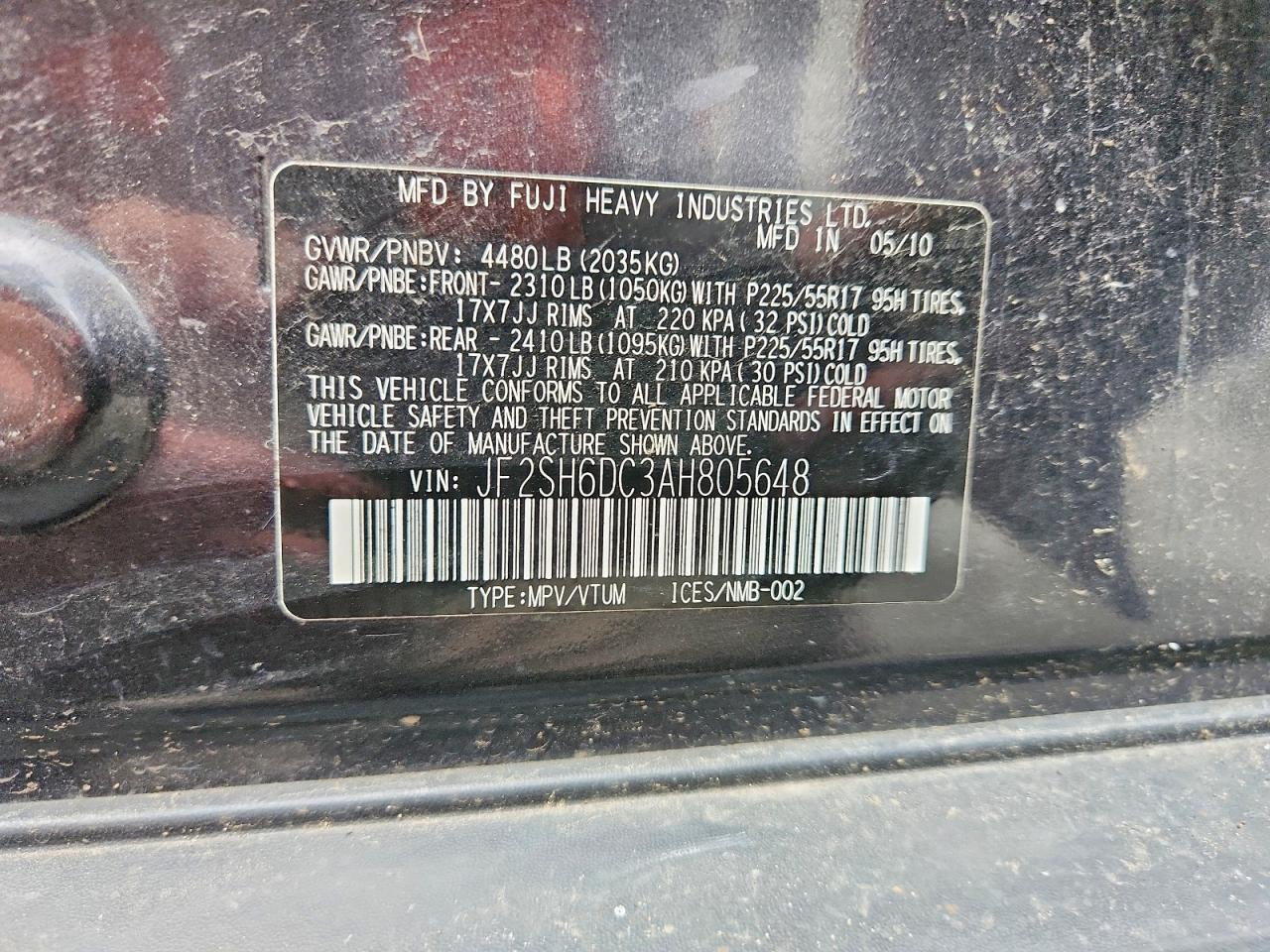 2010 Subaru Forester 2.5x Limited Black vin: JF2SH6DC3AH805648