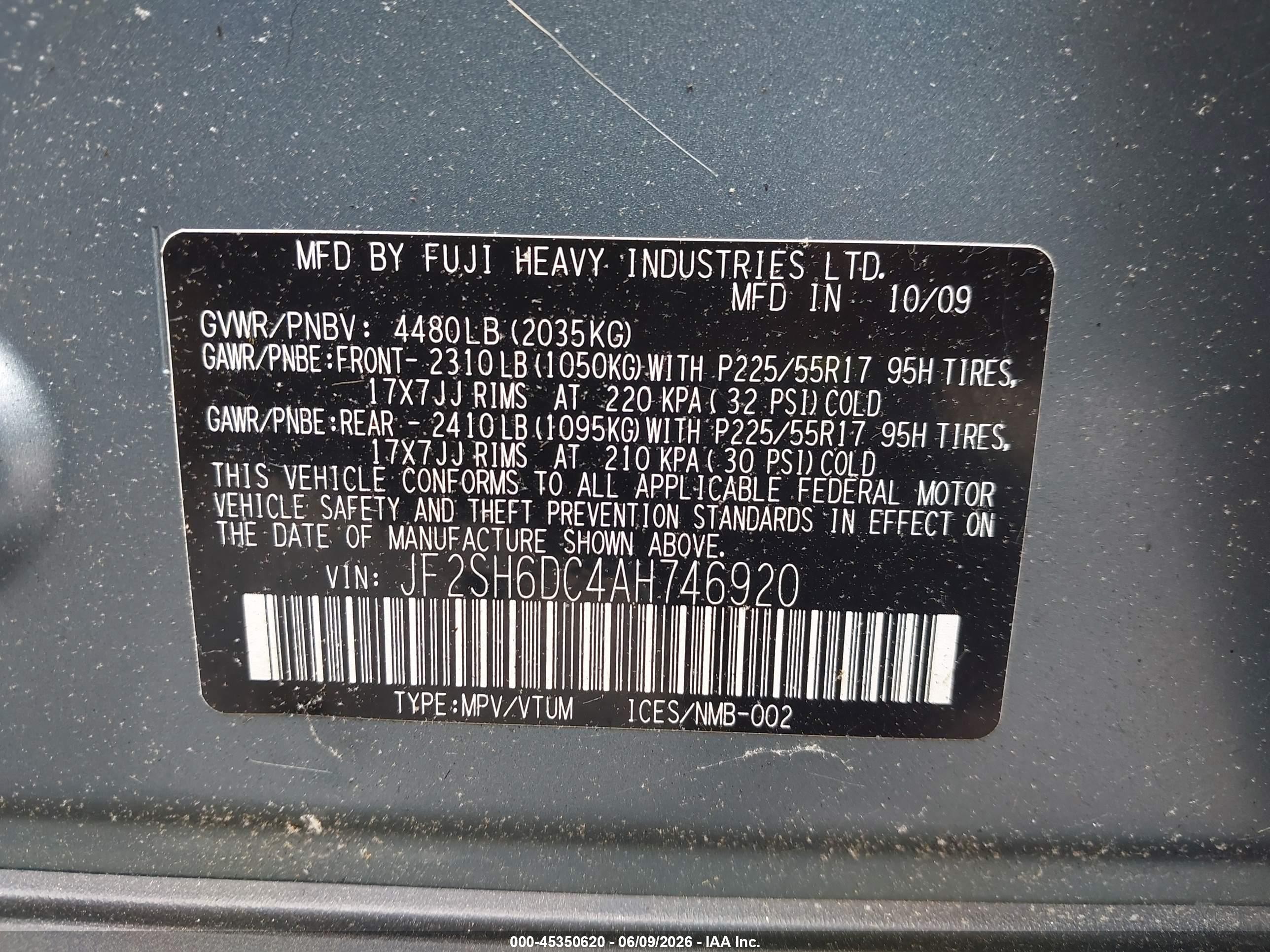 2010 Subaru Forester 2.5x Limited Green vin: JF2SH6DC4AH746920