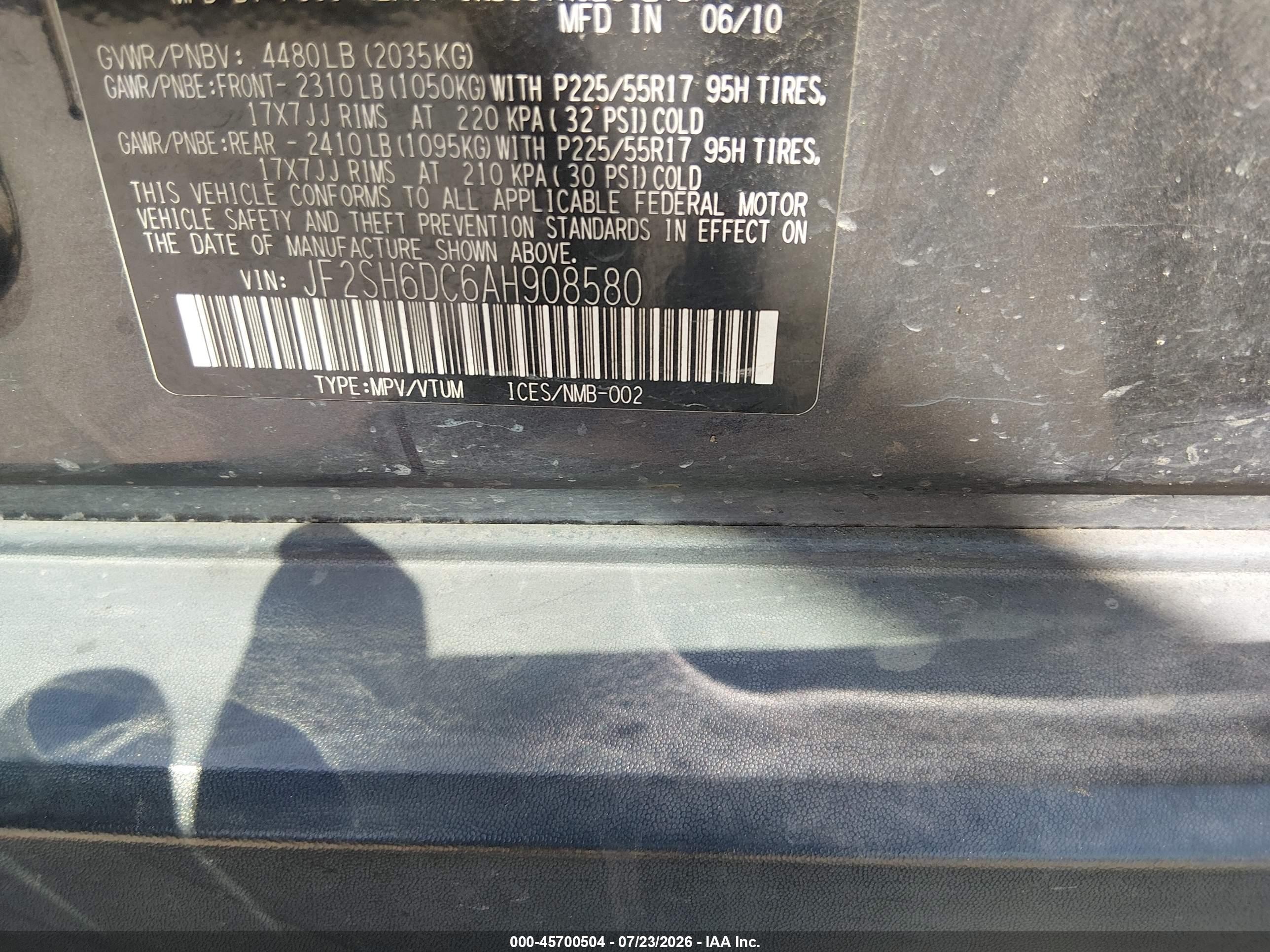 2010 Subaru Forester 2.5x Limited Gray vin: JF2SH6DC6AH908580