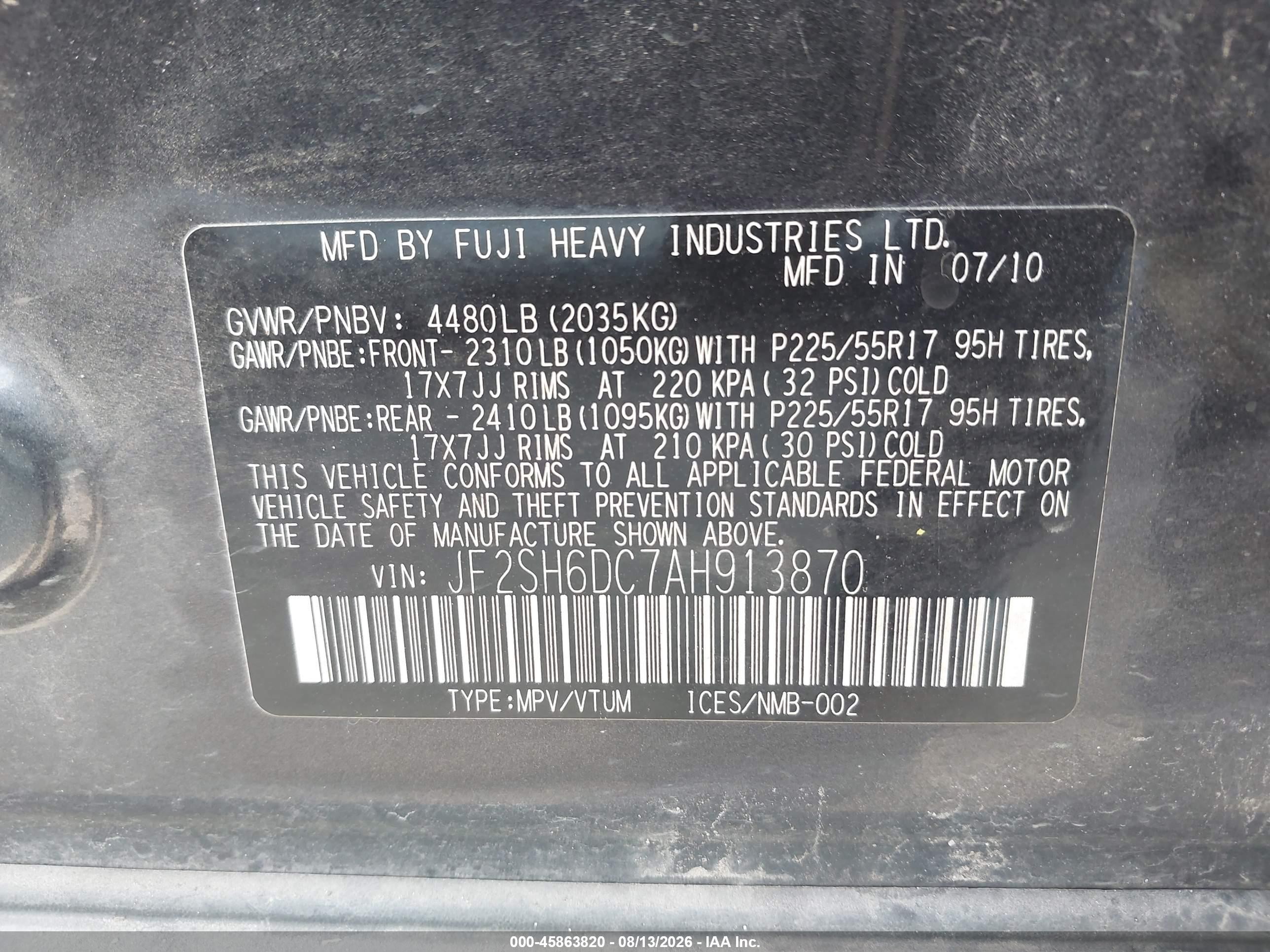 2010 Subaru Forester 2.5x Limited Gray vin: JF2SH6DC7AH913870