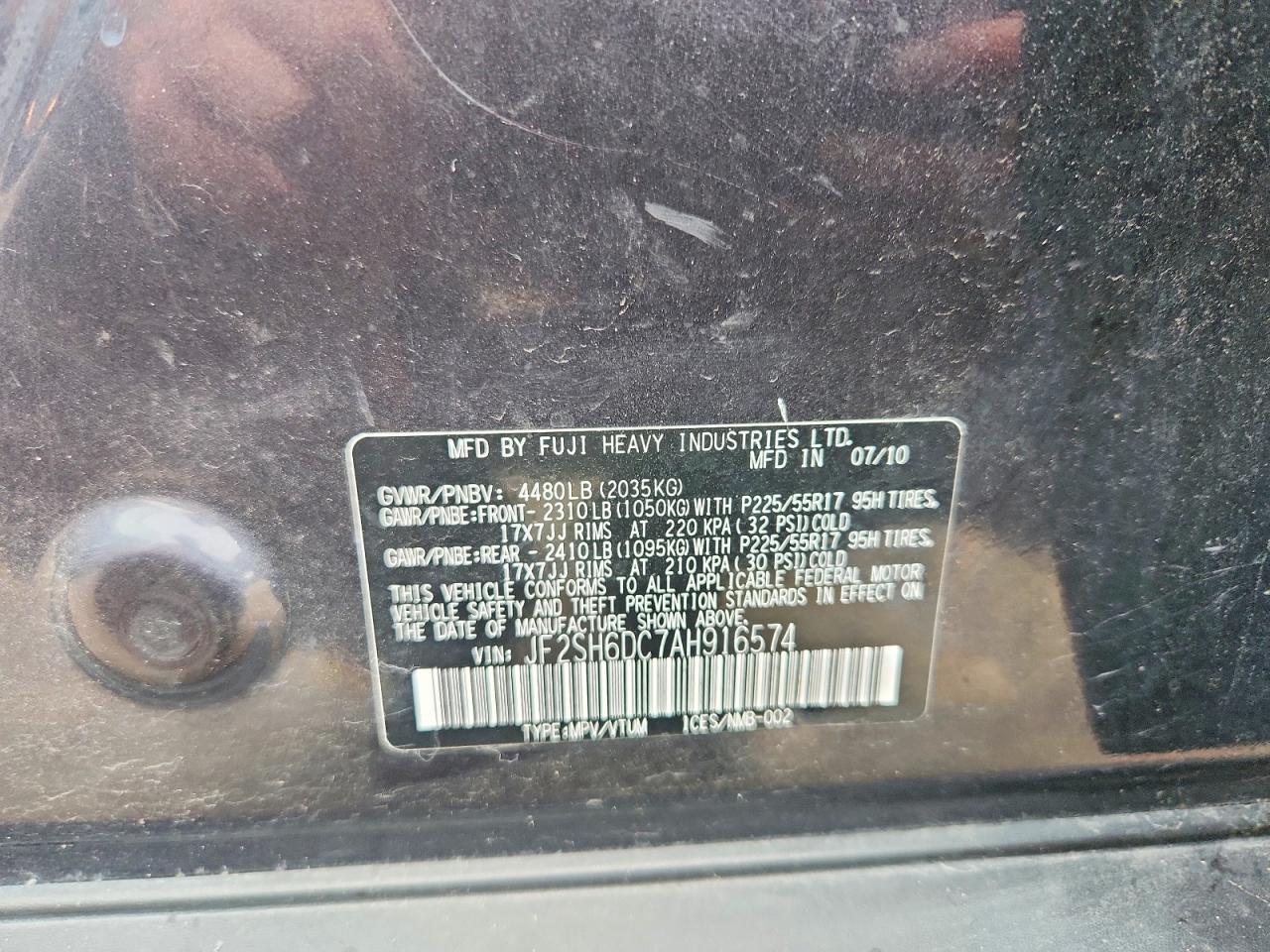 2010 Subaru Forester 2.5x Limited Серый vin: JF2SH6DC7AH916574
