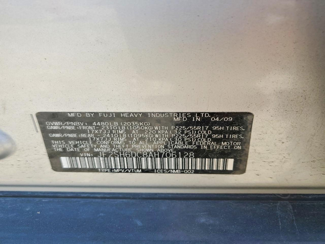 2010 Subaru Forester 2.5x Limited Silver vin: JF2SH6DC8AH706128