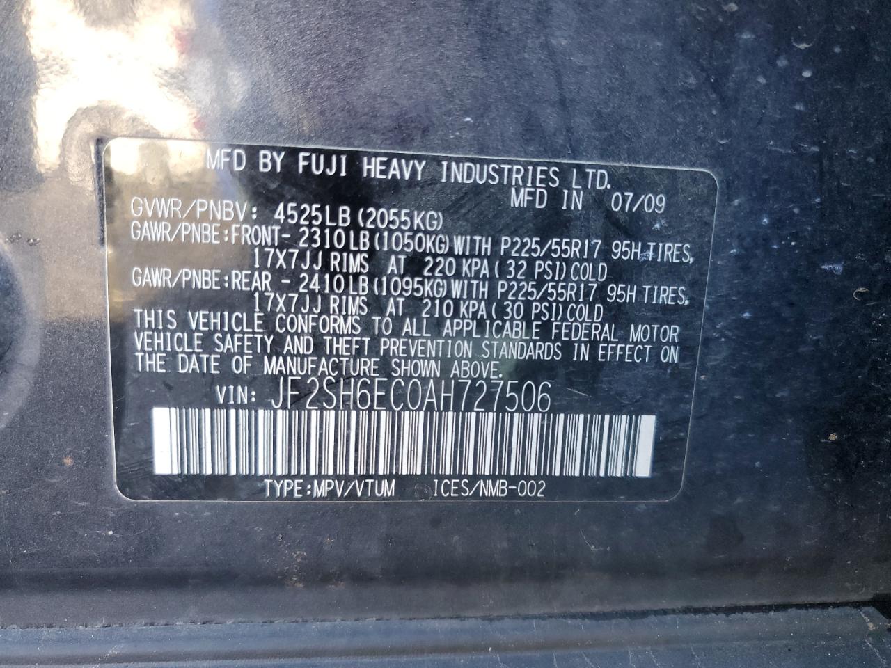 2010 Subaru Forester 2.5xt Charcoal vin: JF2SH6EC0AH727506
