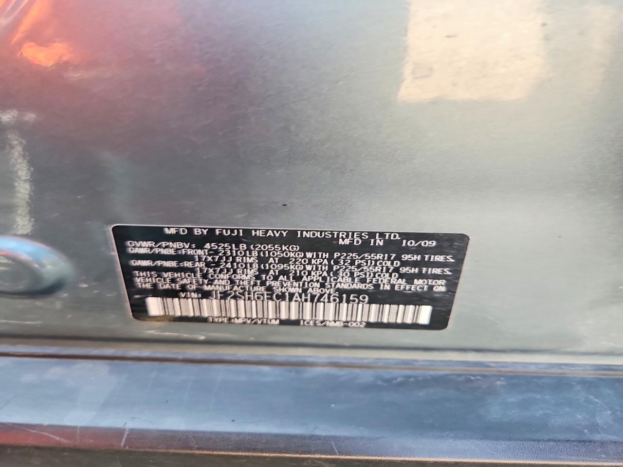 2010 Subaru Forester 2.5xt Teal vin: JF2SH6EC1AH746159