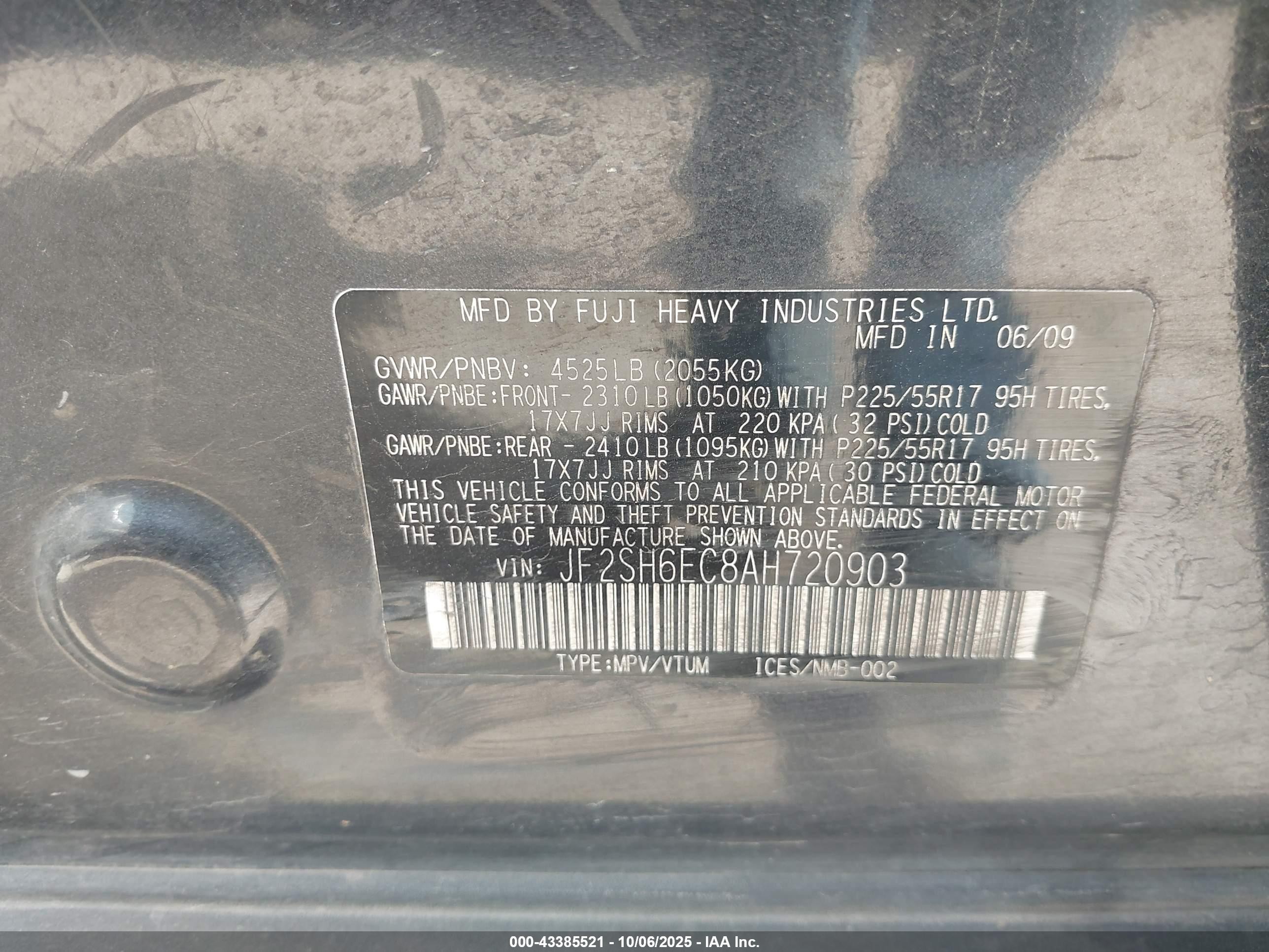 2010 Subaru Forester 2.5xt Premium Black vin: JF2SH6EC8AH720903