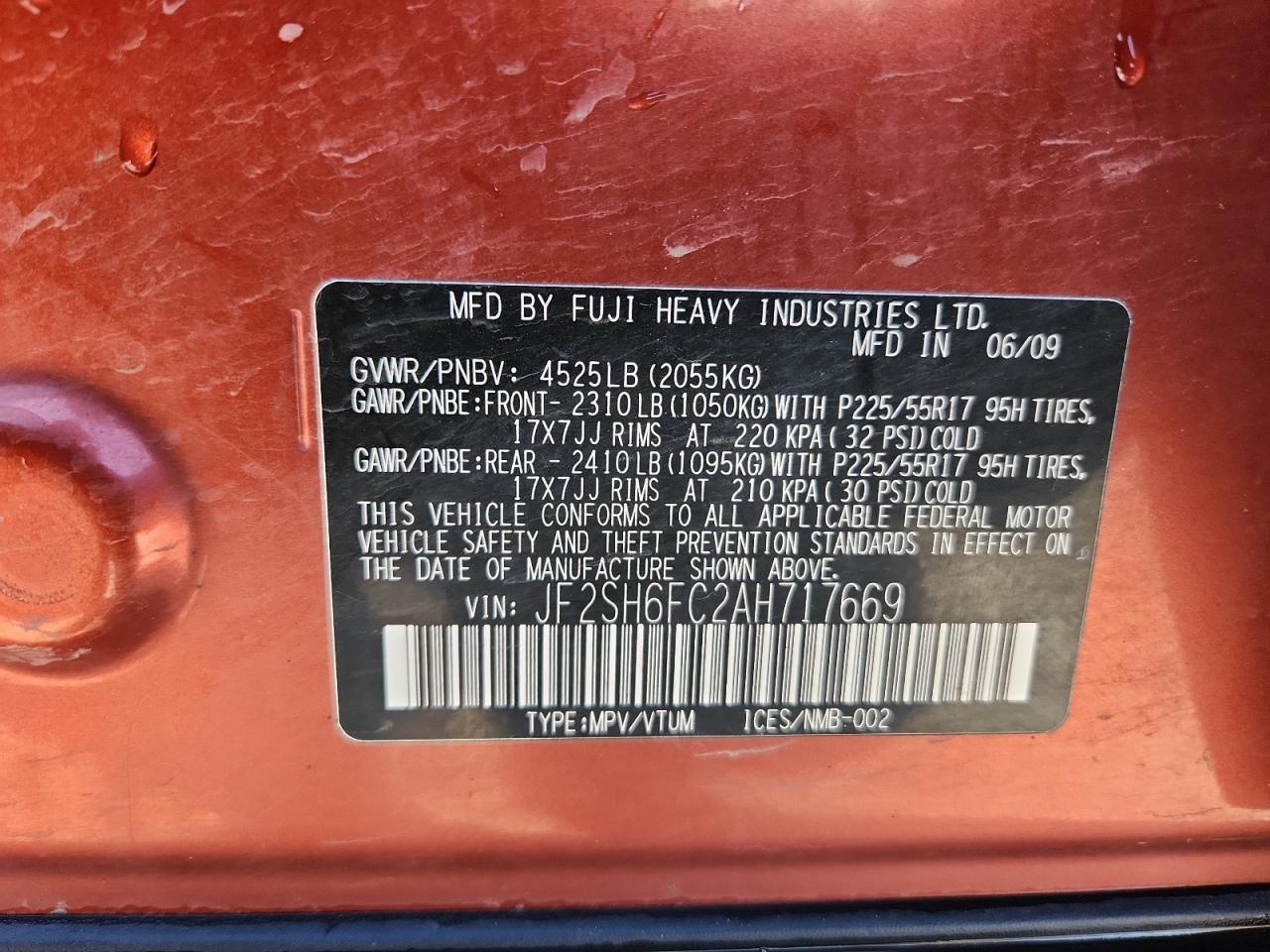 2010 Subaru Forester 2.5xt Limited Orange vin: JF2SH6FC2AH717669