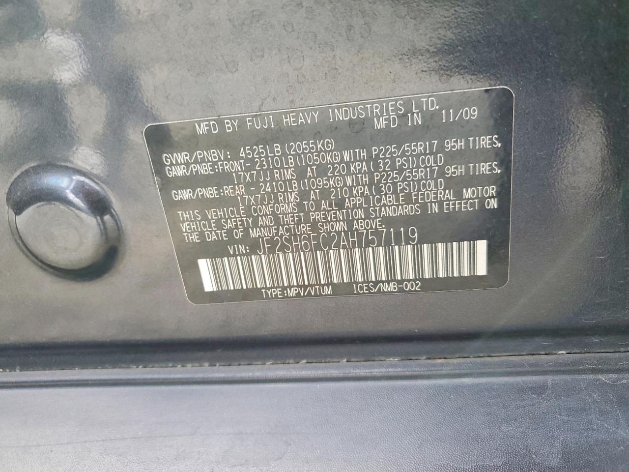 2010 Subaru Forester 2.5xt Limited Gray vin: JF2SH6FC2AH757119