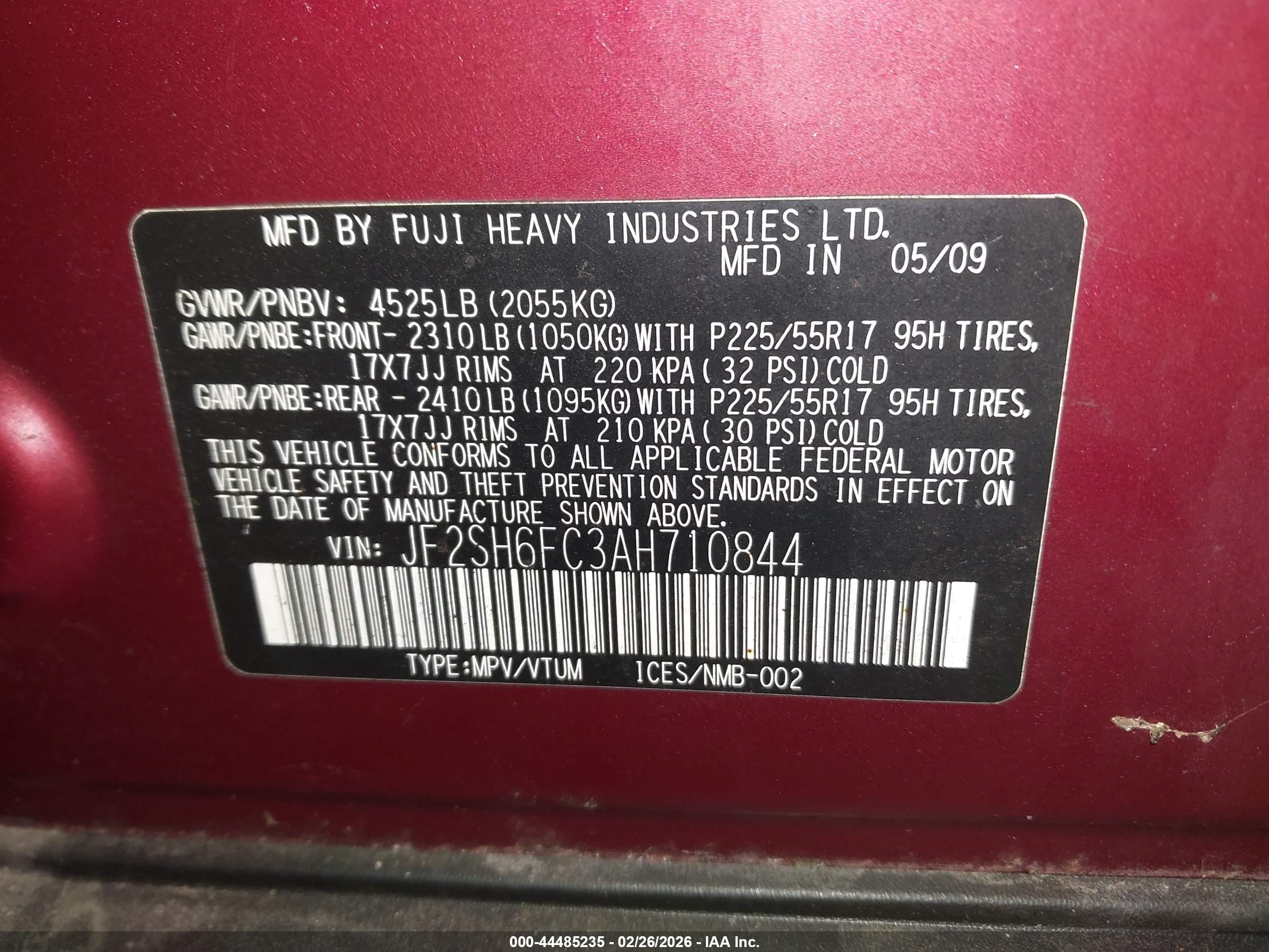 2010 Subaru Forester 2.5xt Limited Red vin: JF2SH6FC3AH710844