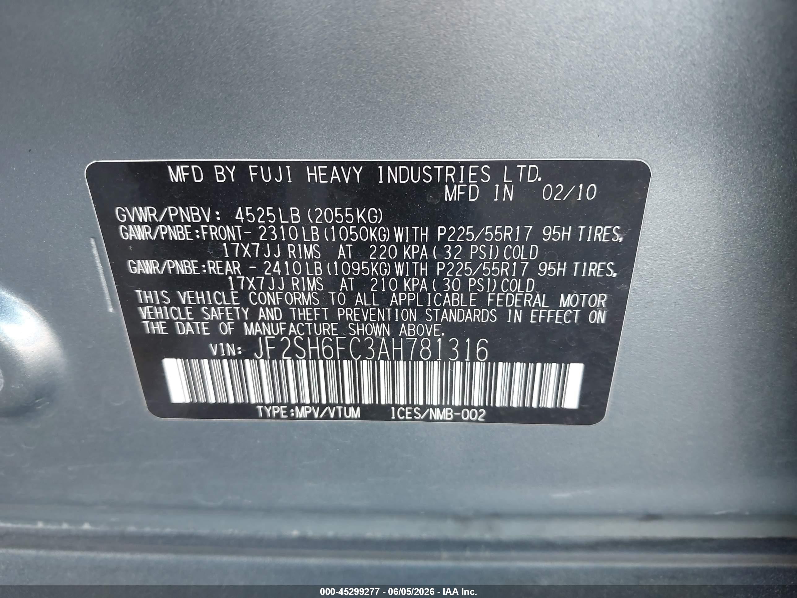 2010 Subaru Forester 2.5xt Limited Gray vin: JF2SH6FC3AH781316