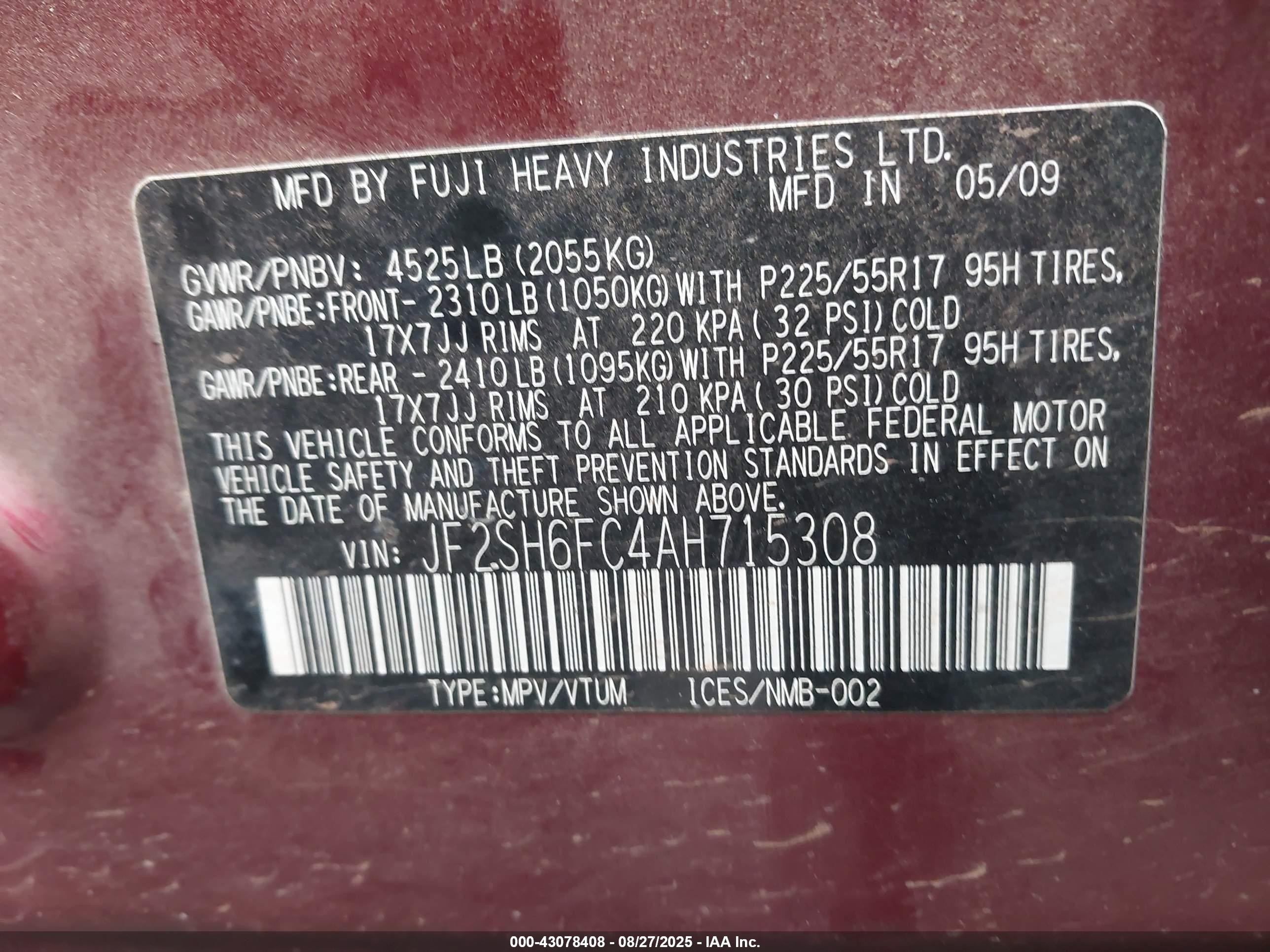 2010 Subaru Forester 2.5xt Limited Red vin: JF2SH6FC4AH715308