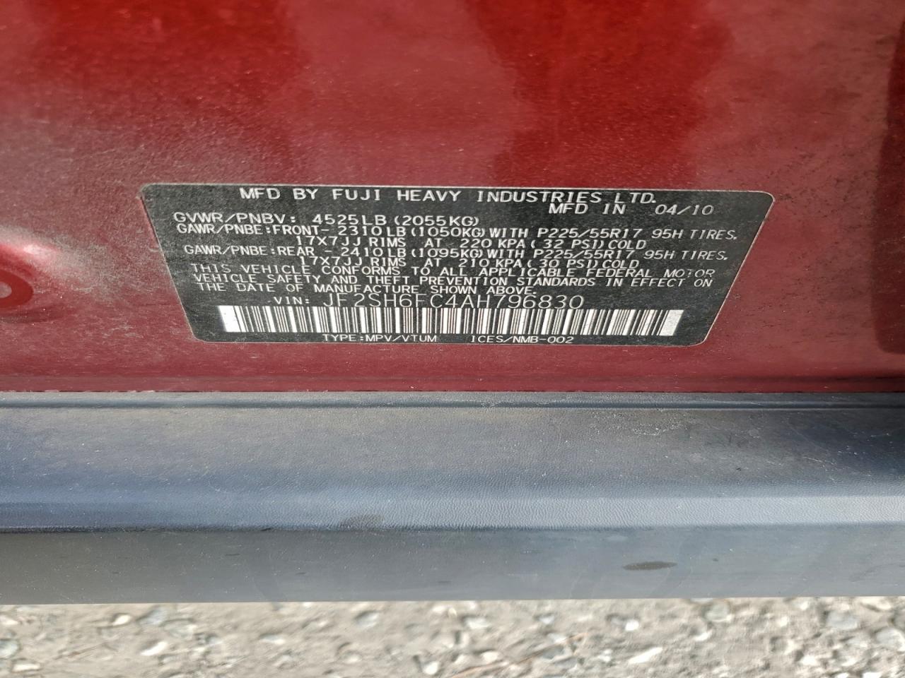 2010 Subaru Forester 2.5xt Limited Red vin: JF2SH6FC4AH796830