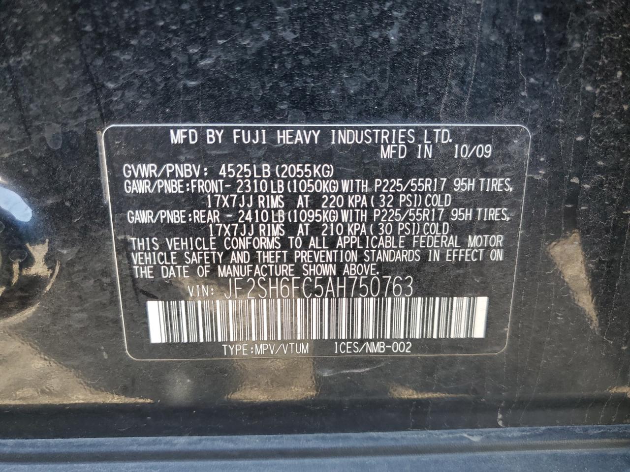 2010 Subaru Forester 2.5xt Limited Black vin: JF2SH6FC5AH750763