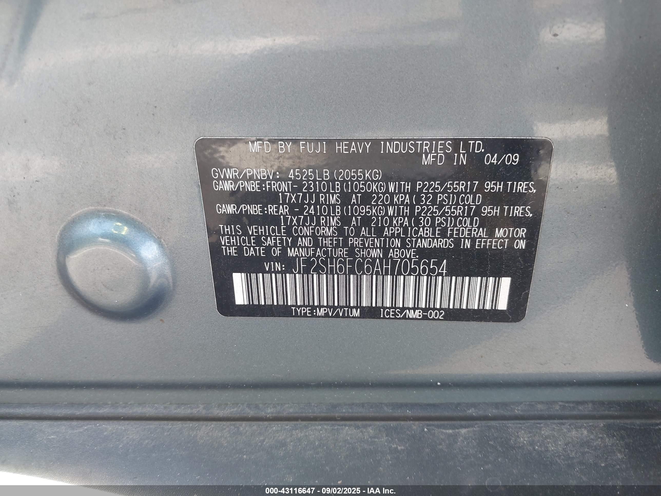 2010 Subaru Forester 2.5xt Limited Teal vin: JF2SH6FC6AH705654