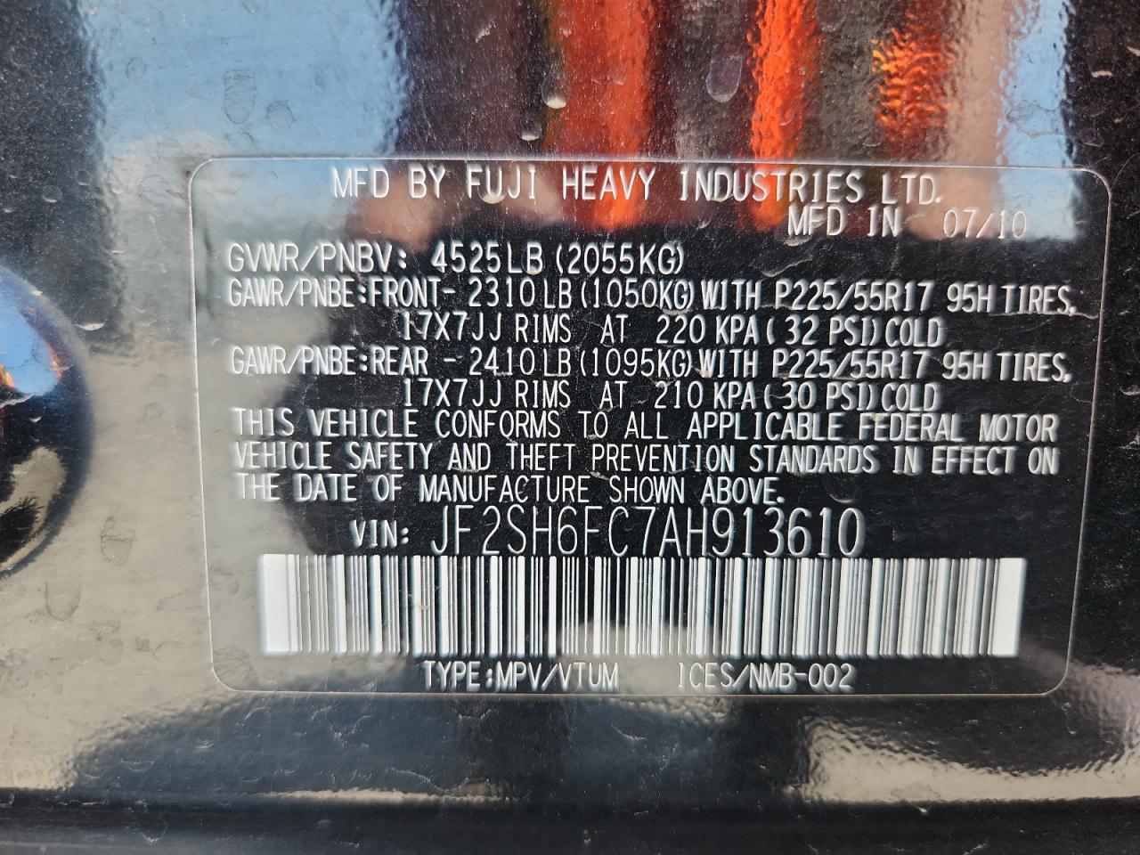 2010 Subaru Forester 2.5xt Limited Black vin: JF2SH6FC7AH913610