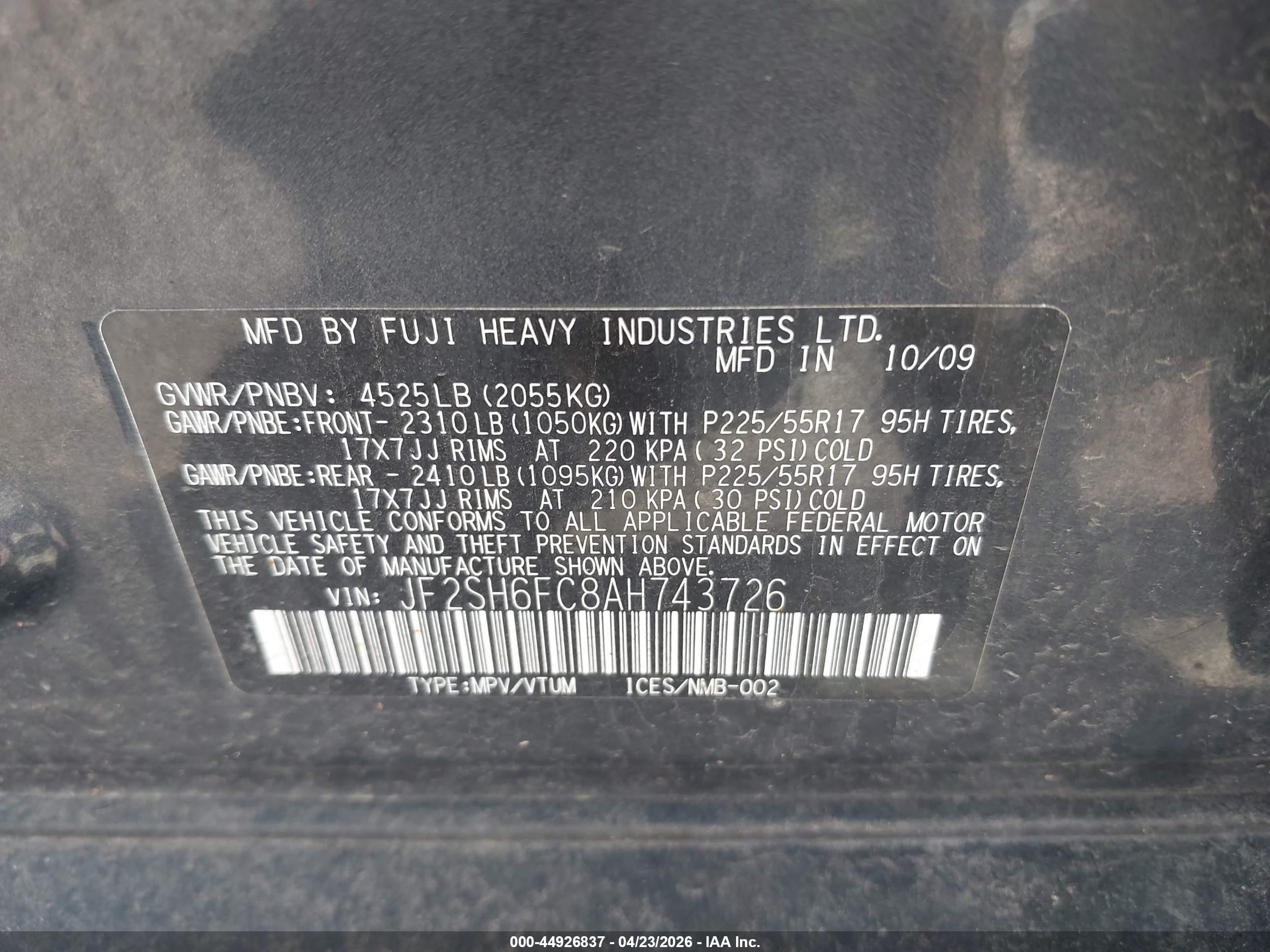 2010 Subaru Forester 2.5xt Limited Gray vin: JF2SH6FC8AH743726