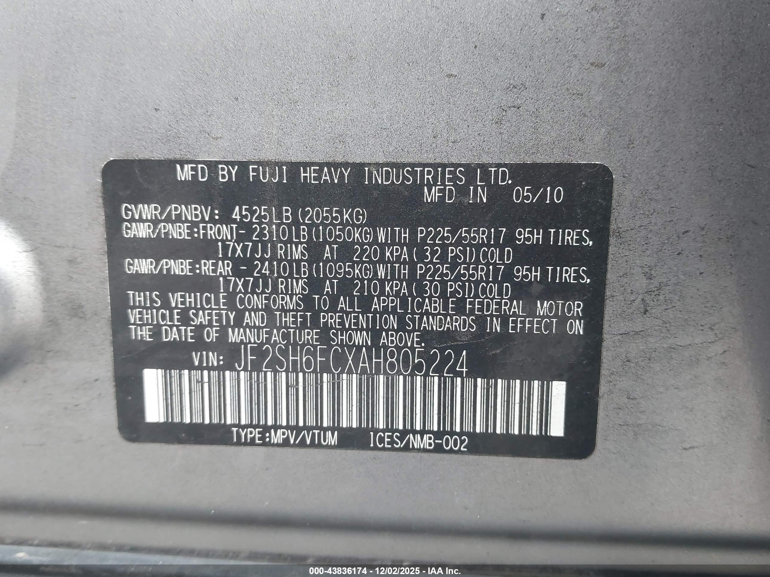 2010 Subaru Forester 2.5xt Limited Silver vin: JF2SH6FCXAH805224