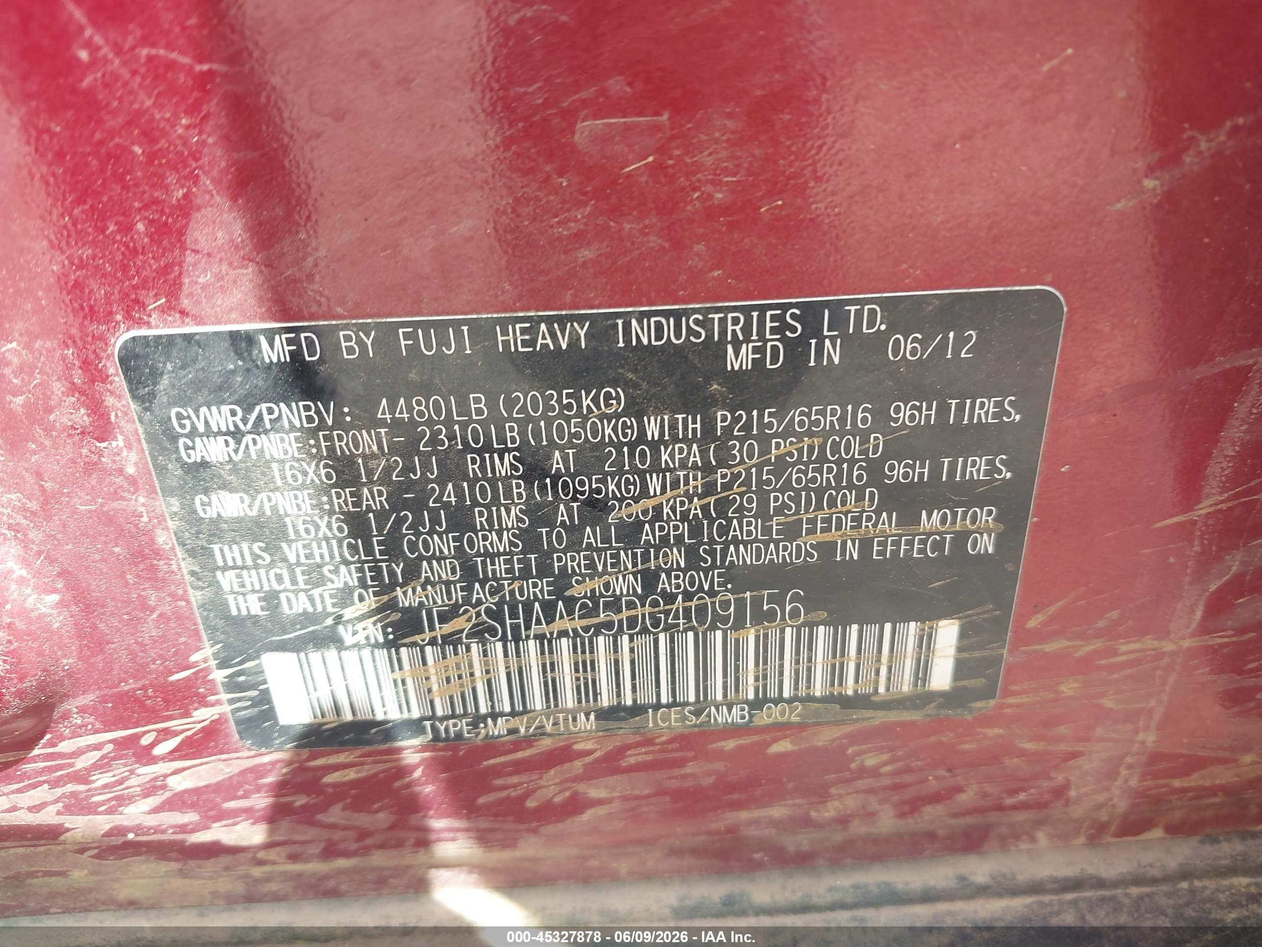 2013 Subaru Forester 2.5x Red vin: JF2SHAAC5DG409156