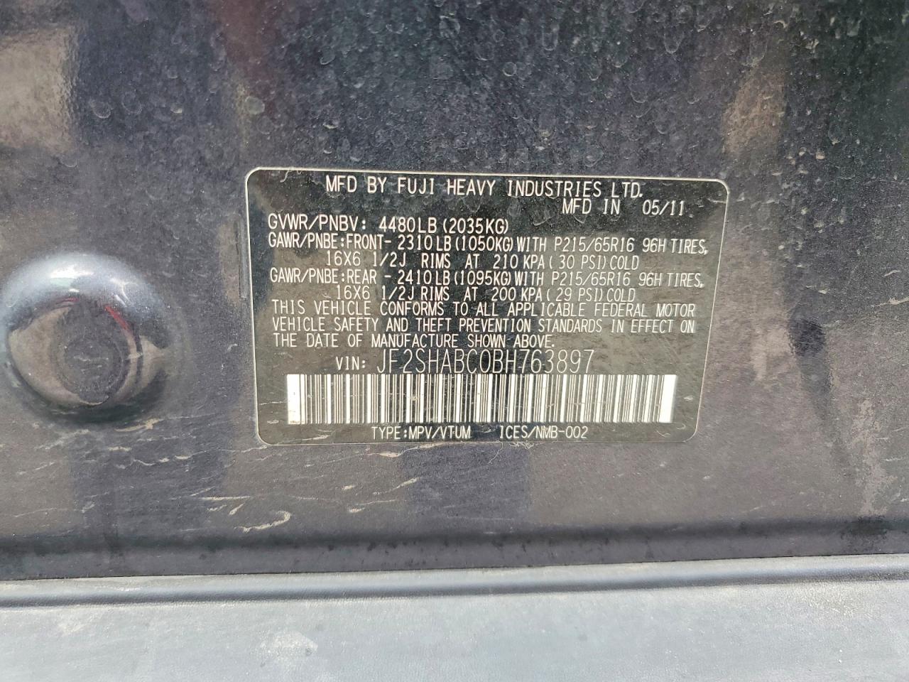2011 Subaru Forester 2.5x Gray vin: JF2SHABC0BH763897