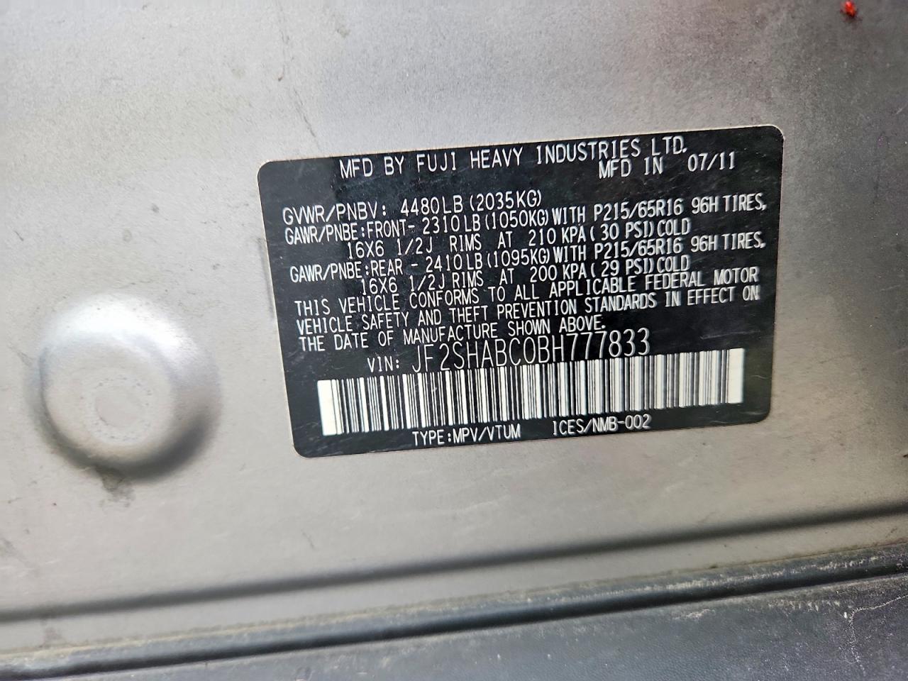 2011 Subaru Forester 2.5x Silver vin: JF2SHABC0BH777833