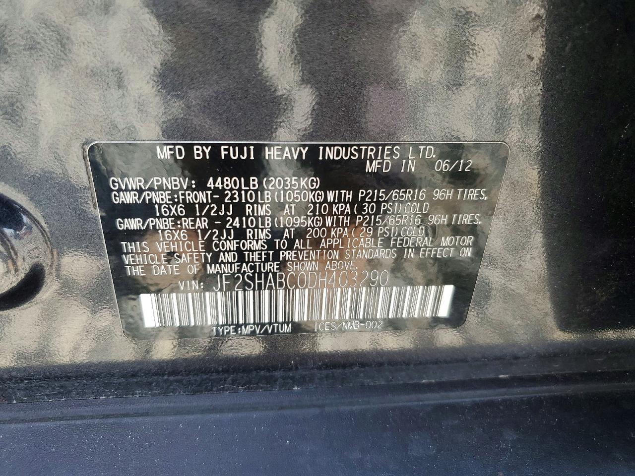 2013 Subaru Forester 2.5x Угольный vin: JF2SHABC0DH403290