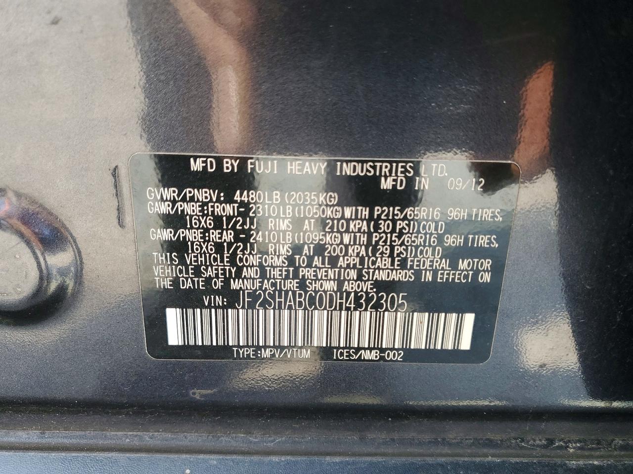 2013 Subaru Forester 2.5x Синий vin: JF2SHABC0DH432305
