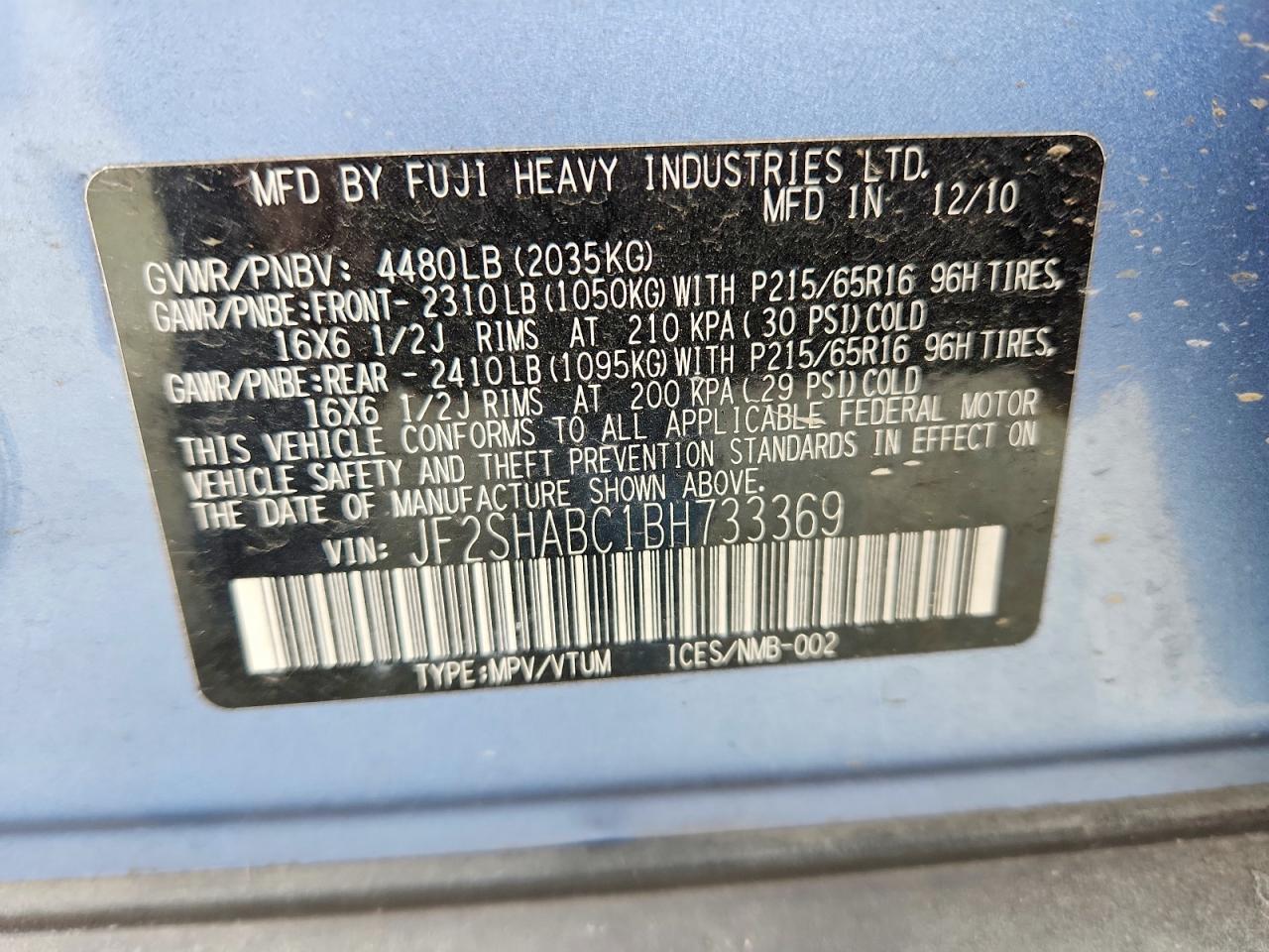 2011 Subaru Forester 2.5x Синий vin: JF2SHABC1BH733369