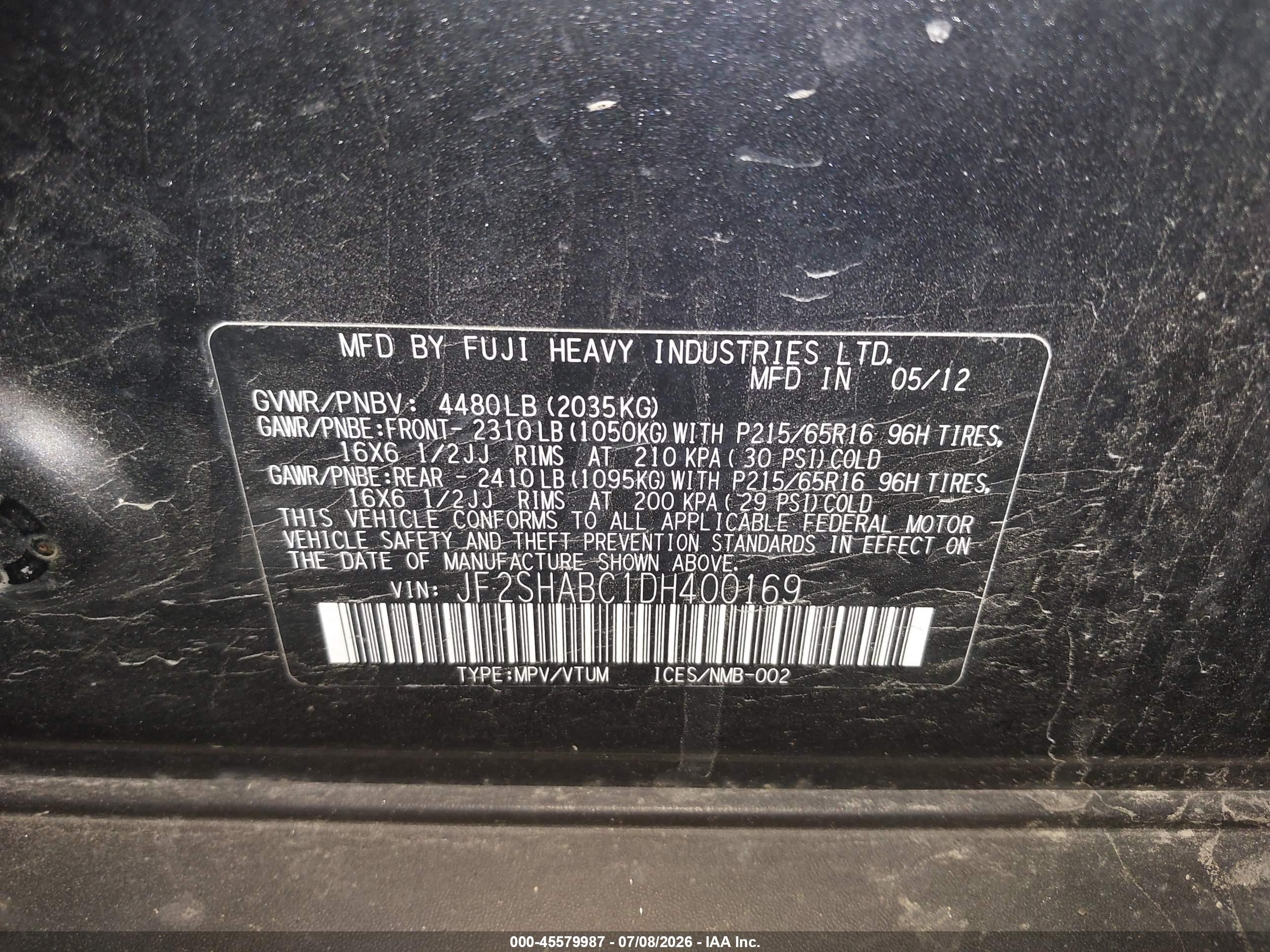 2013 Subaru Forester 2.5x Gray vin: JF2SHABC1DH400169