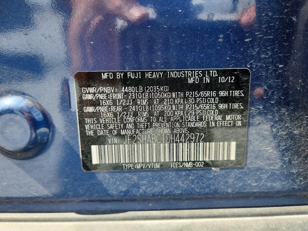 2013 Subaru Forester 2.5x Blue vin: JF2SHABC1DH442972