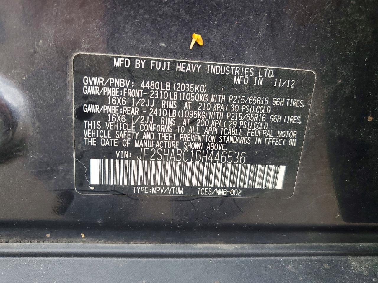 2013 Subaru Forester 2.5x Black vin: JF2SHABC1DH446536