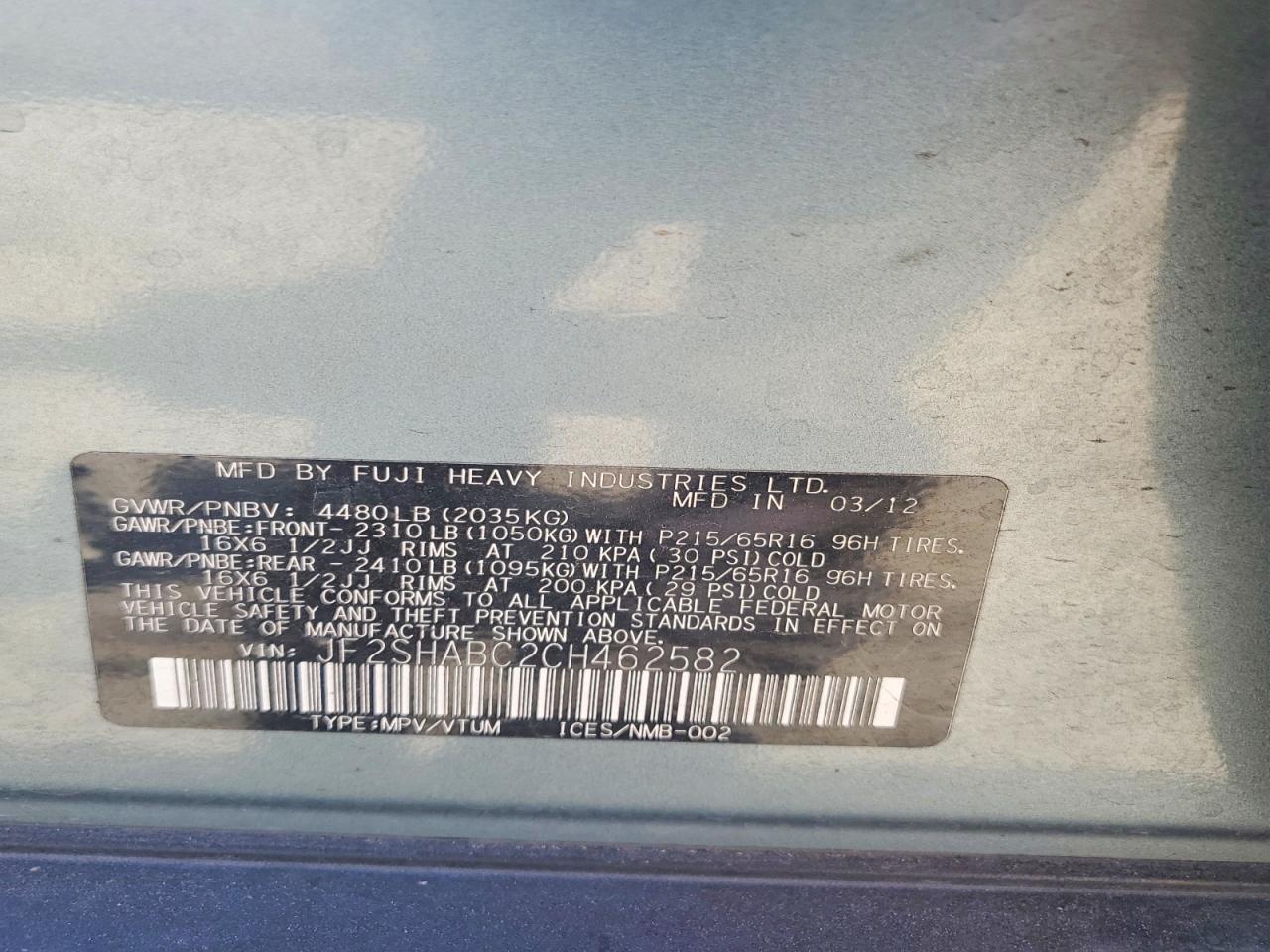 2012 Subaru Forester 2.5x Silver vin: JF2SHABC2CH462582