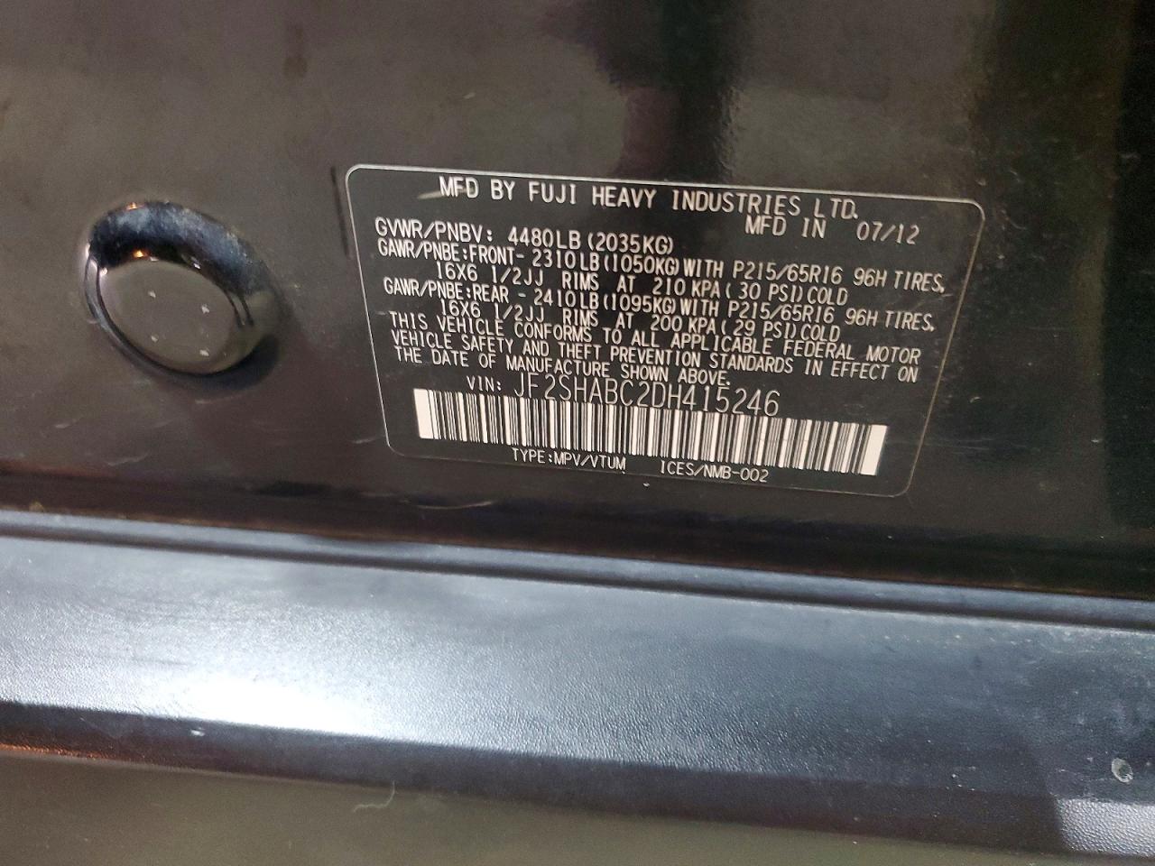 2013 Subaru Forester 2.5x Черный vin: JF2SHABC2DH415246