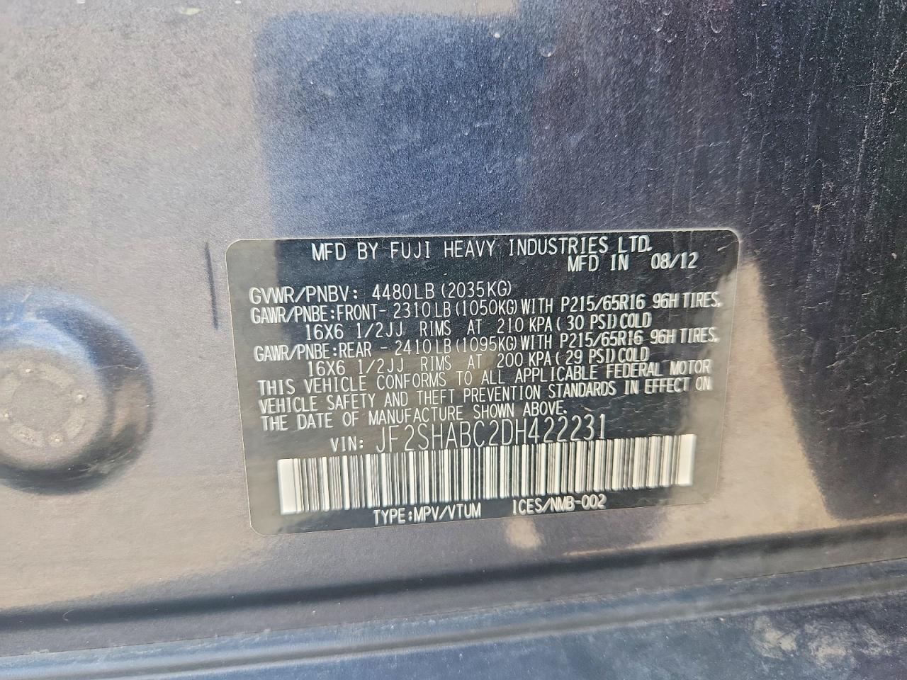 2013 Subaru Forester 2.5x Charcoal vin: JF2SHABC2DH422231