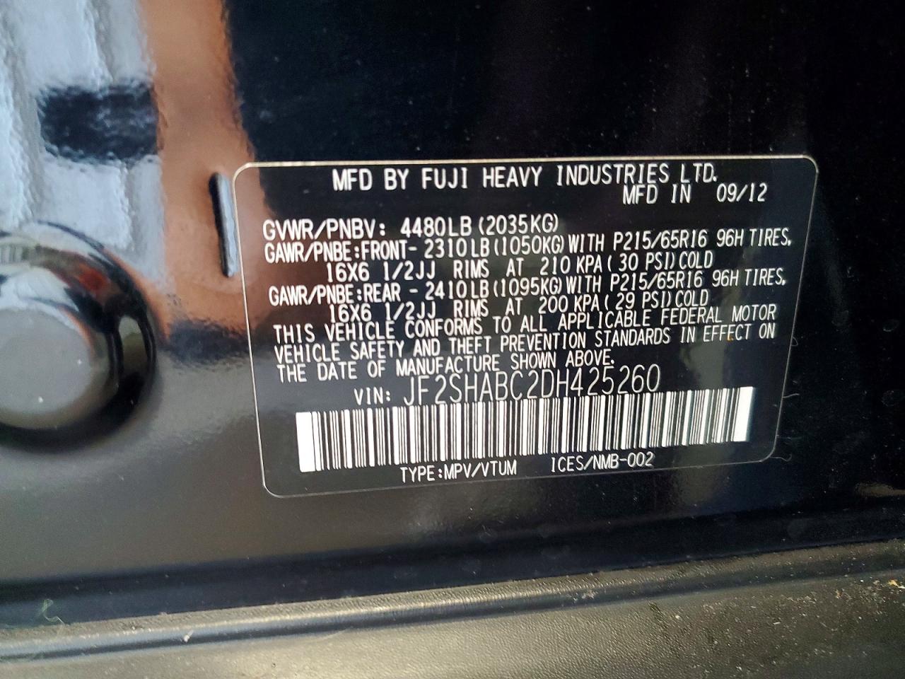 2013 Subaru Forester 2.5x Black vin: JF2SHABC2DH425260