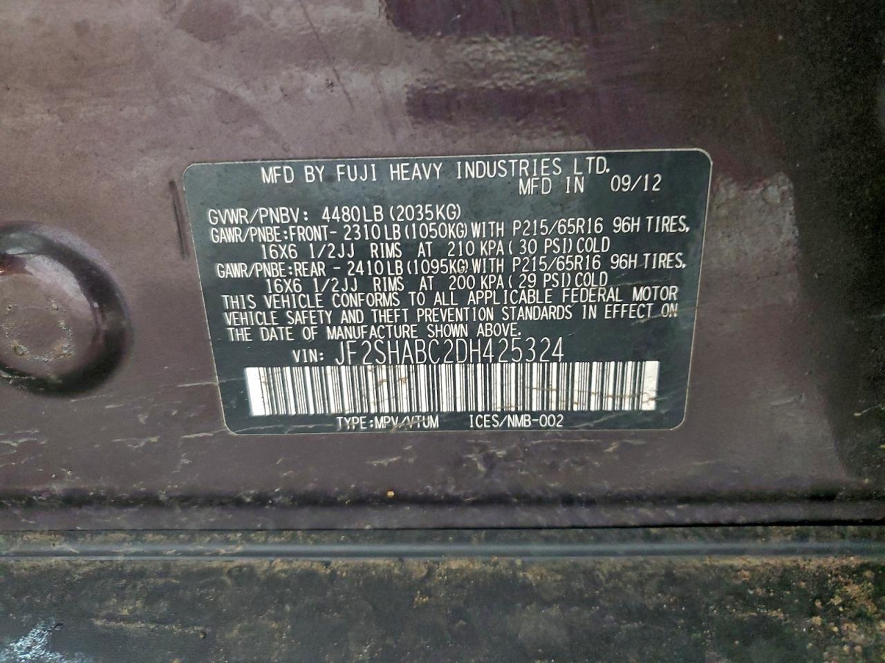 2013 Subaru Forester 2.5x Burgundy vin: JF2SHABC2DH425324