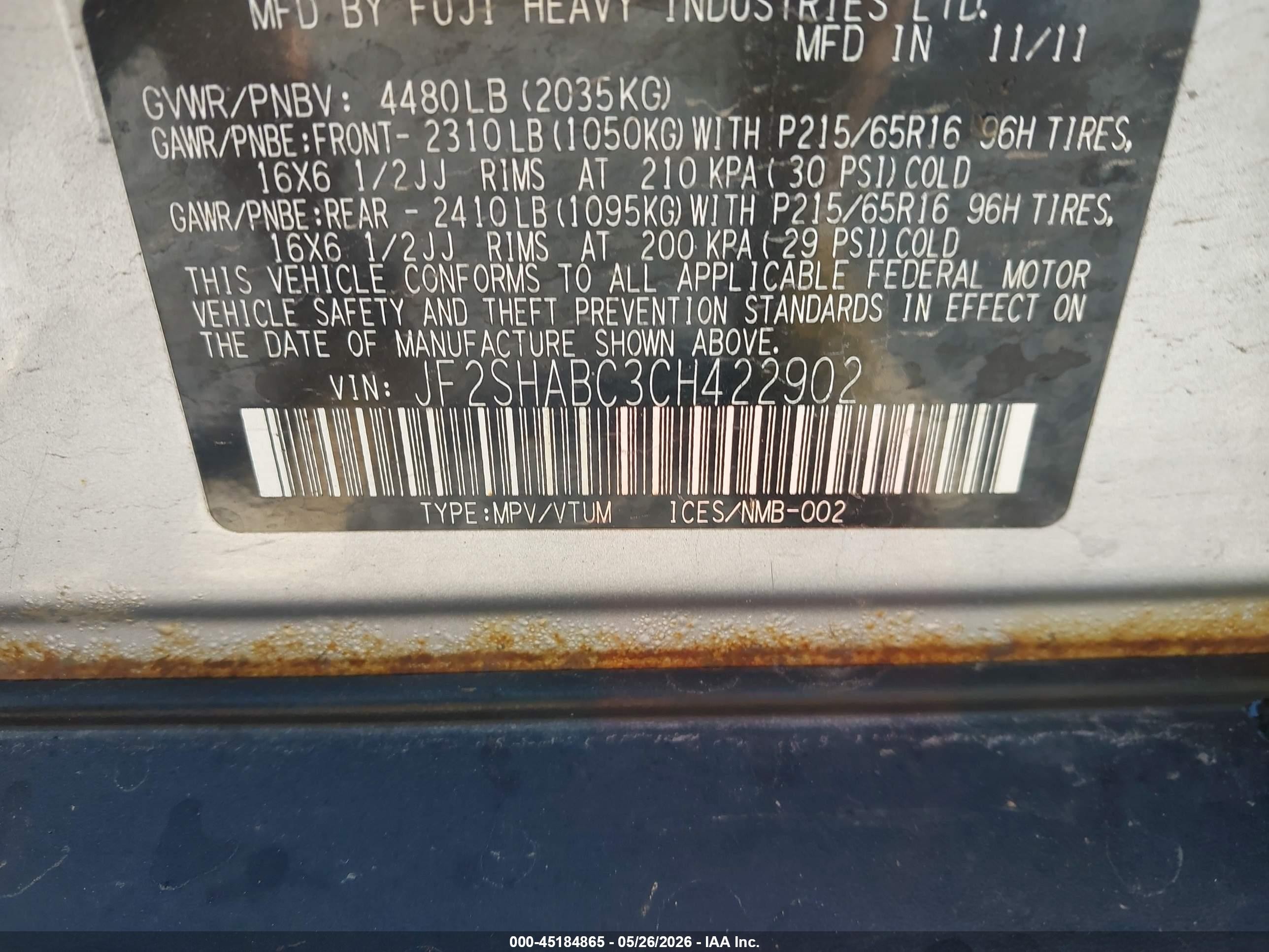 2012 Subaru Forester 2.5x Silver vin: JF2SHABC3CH422902