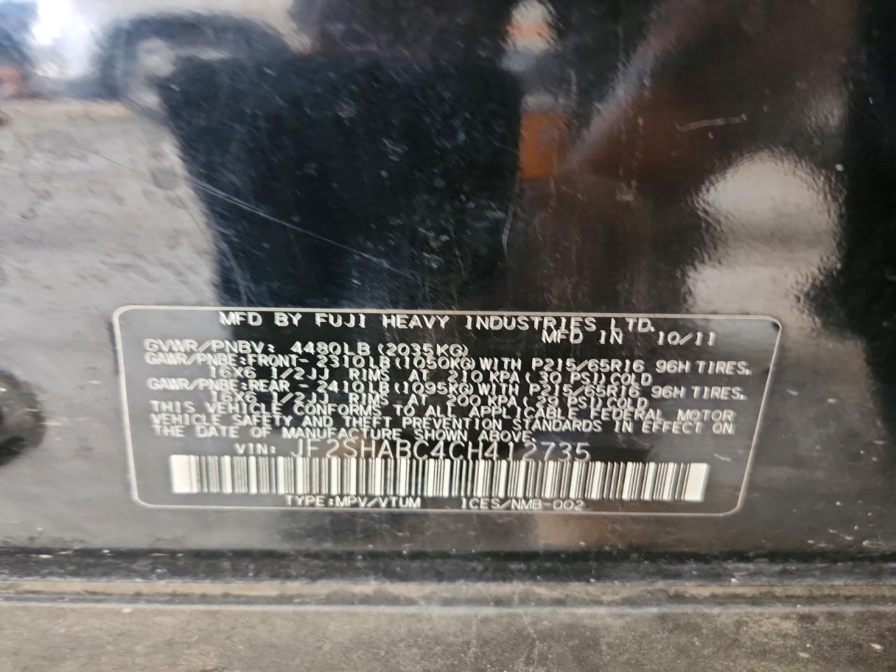 2012 Subaru Forester 2.5x Black vin: JF2SHABC4CH412735