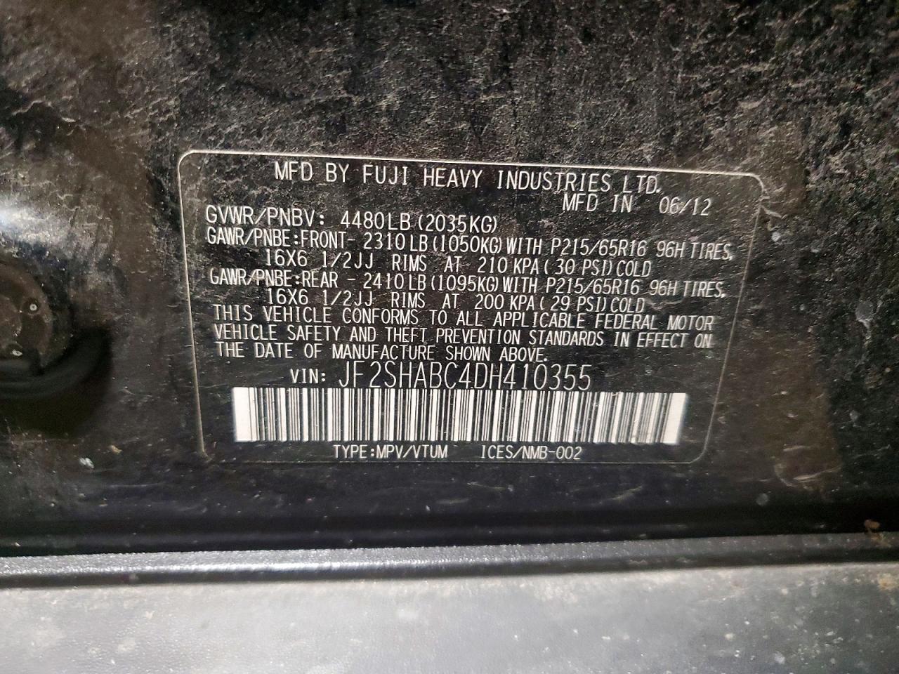 2013 Subaru Forester 2.5x Black vin: JF2SHABC4DH410355