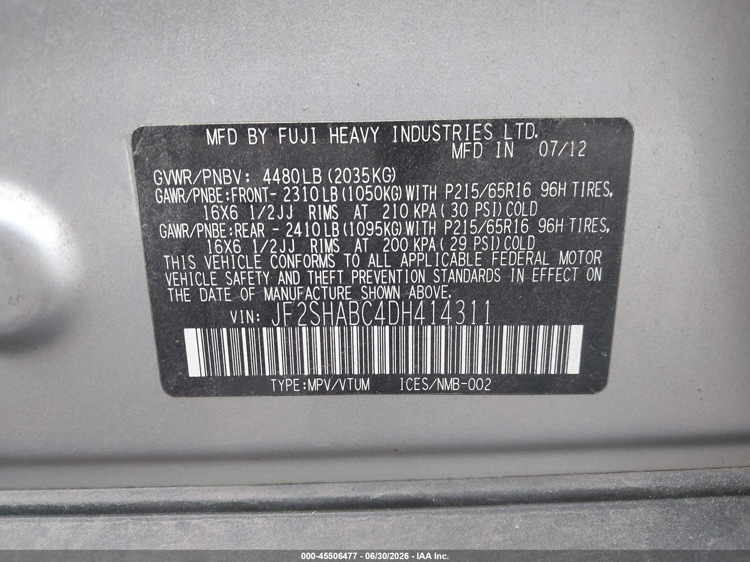 2013 Subaru Forester 2.5x Серебряный vin: JF2SHABC4DH414311